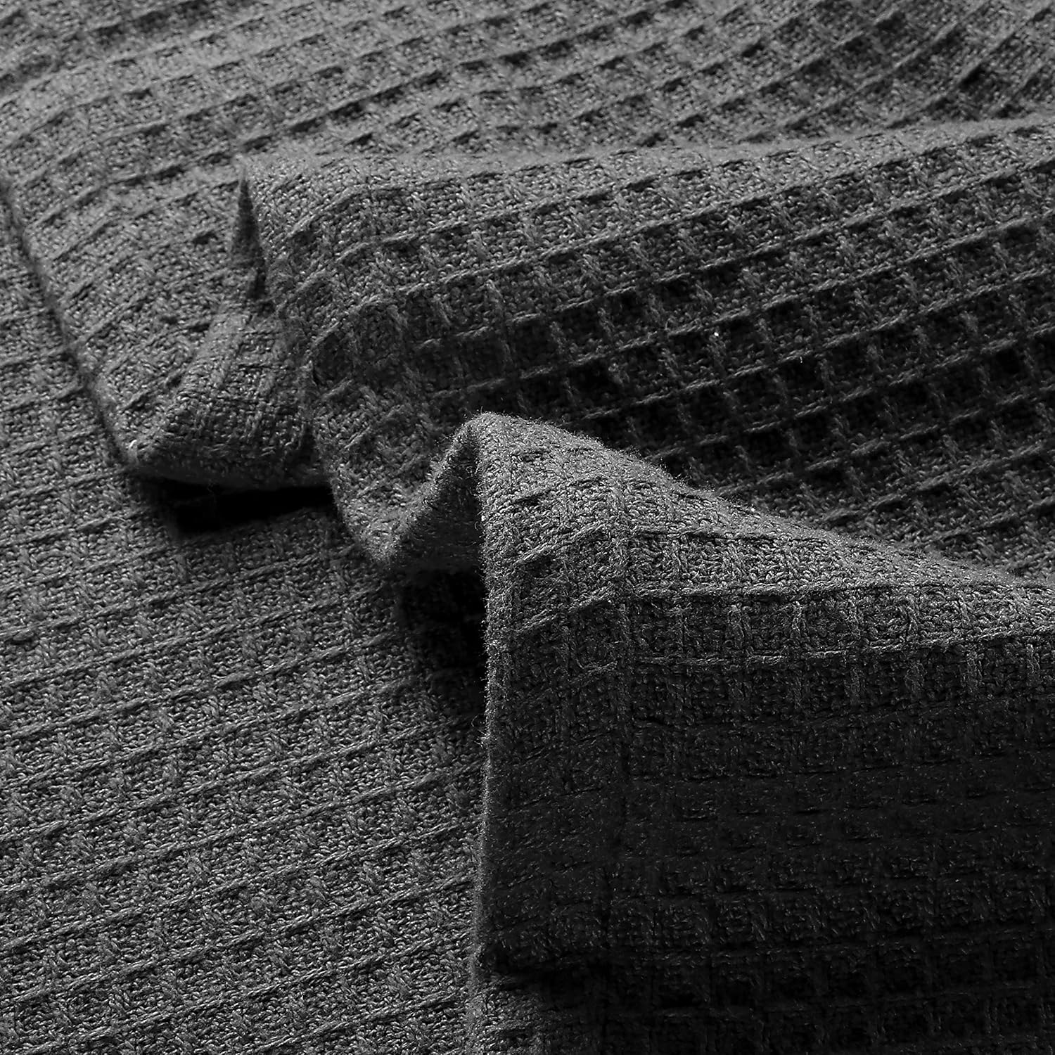 Glamburg 100% Cotton Thermal Bed Blanket, Soft Waffle, Queen Size, All Season, Navy Blue