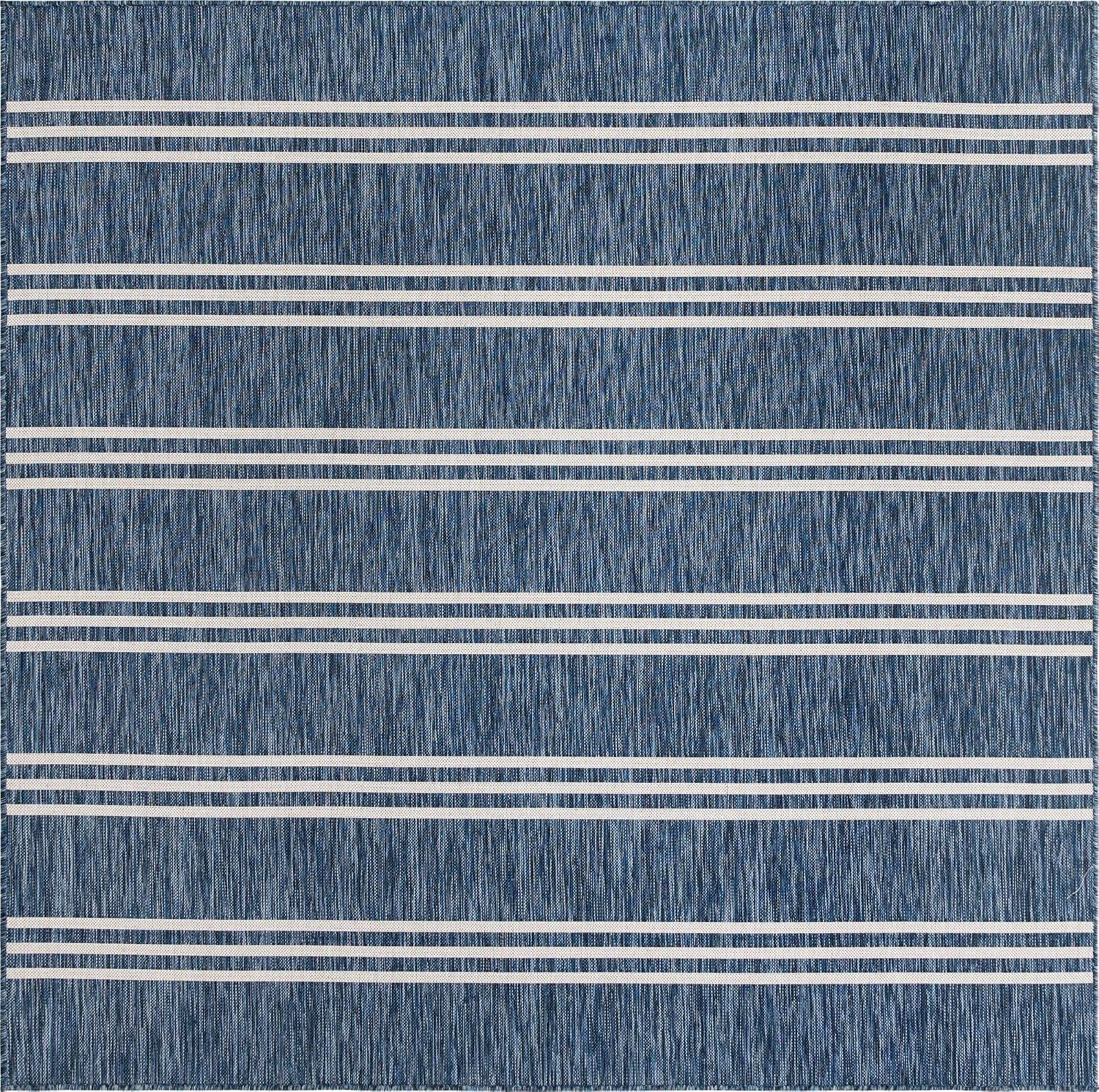 Unique Loom Outdoor Collection Area Rug - Anguilla (9' x 12' Rectangle, Blue/ Ivory)