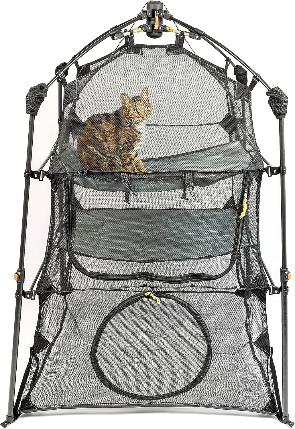 Kitty Compound Outdoor Cat Enclosure and Tunnel, Play Tents | Portable playhouse setup letting indoor felines enjoy fresh air outside while staying contained, safe and secure at all times