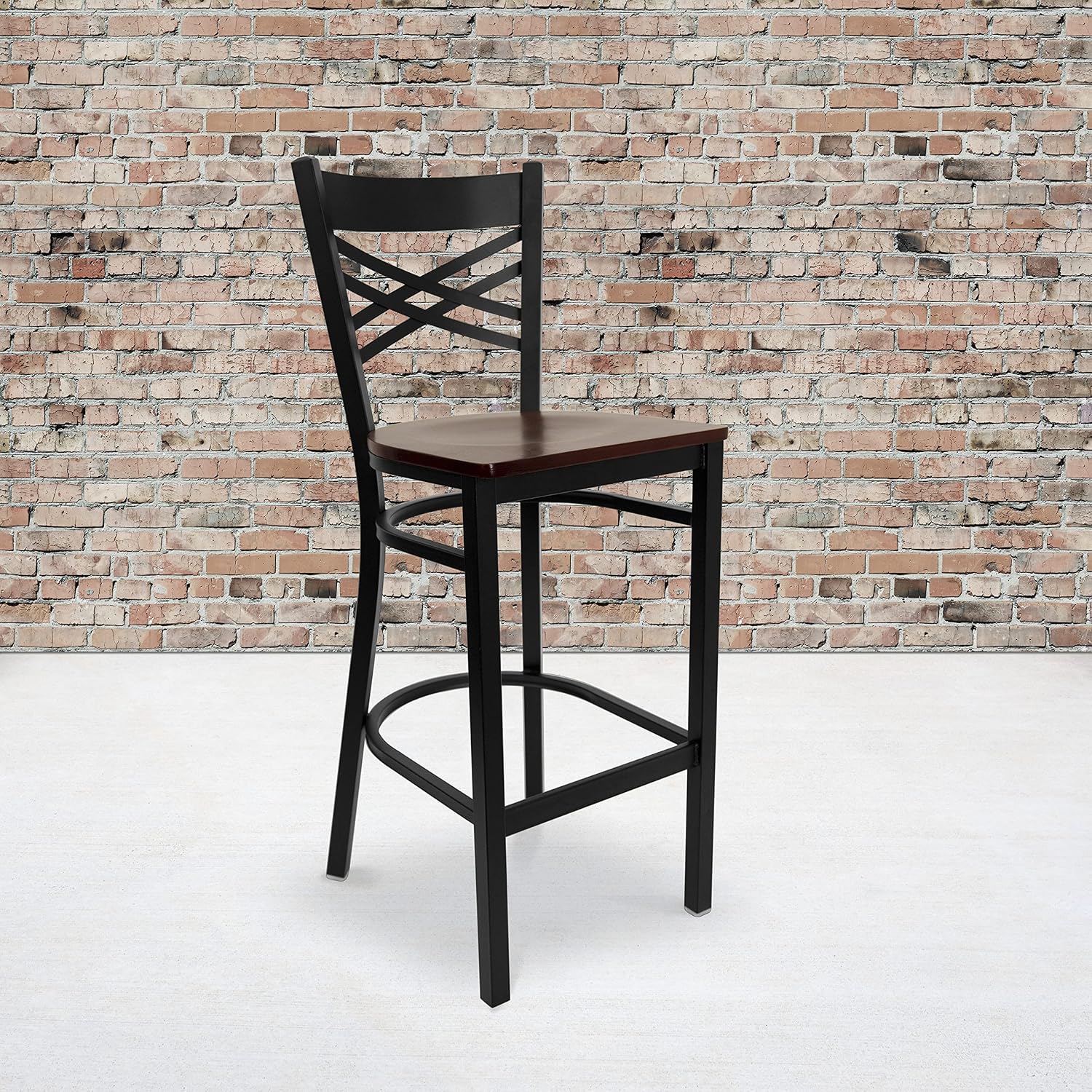 Flash Furniture Hercules Metal Restaurant Barstool, Black | X Back Style, Vinyl Upholstery, Durable Construction, Commercial Use