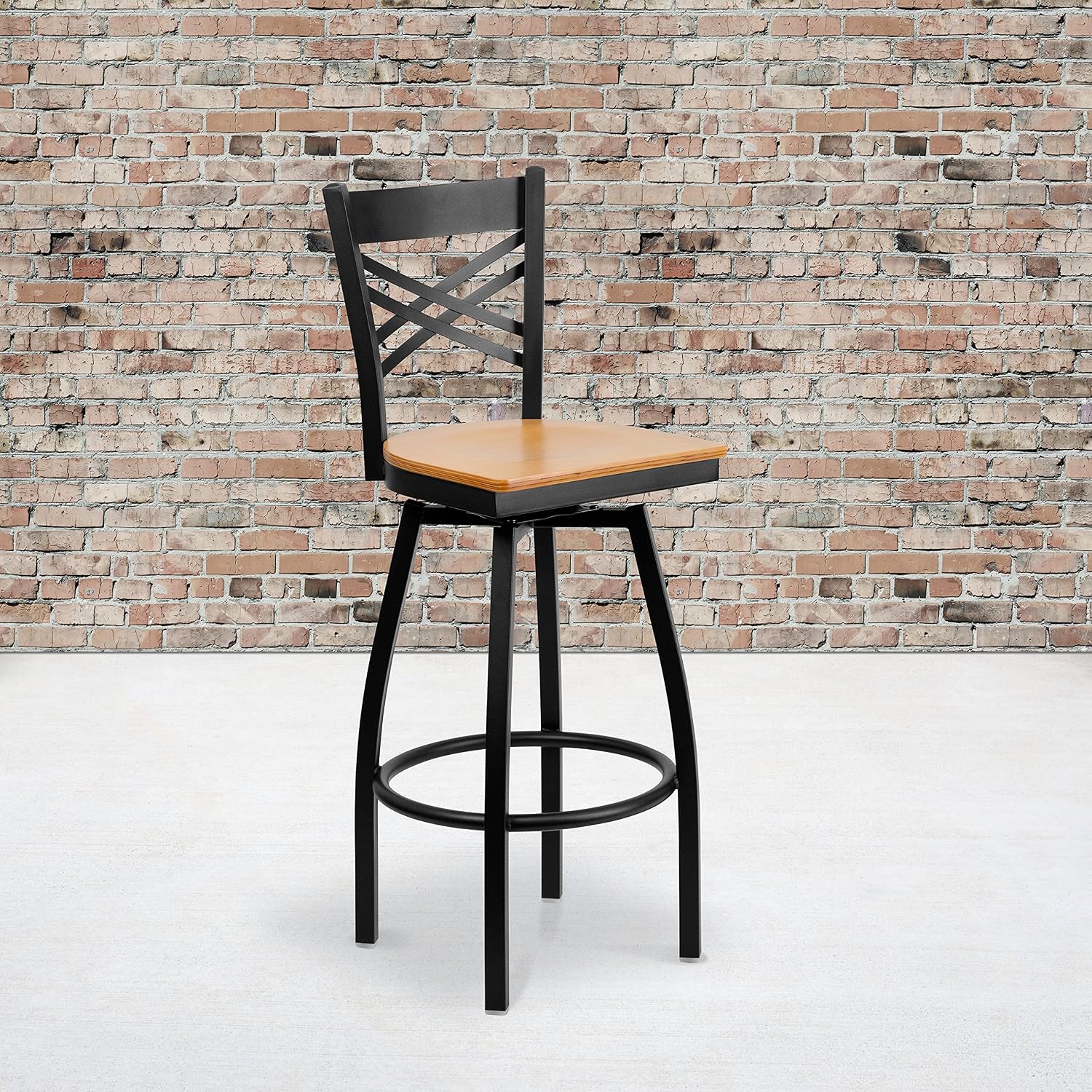 Flash Furniture Hercules Series "X" Back Metal Restaurant Barstool, Modern Upholstered Armless Bar Height Chair for Restaurants and Kitchens, Black | X Back Style, Vinyl Upholstery, Durable Construction, Commercial Use
