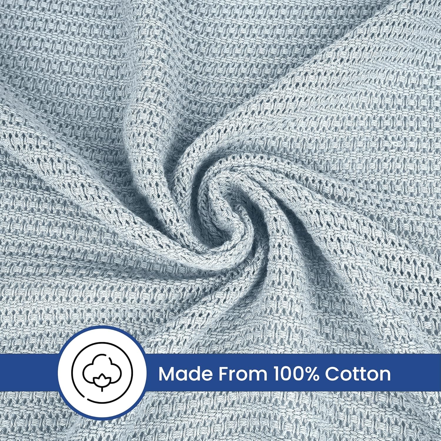 Linteum 100% Cotton Open-Cell Leno Weave Blanket — Breathable All Season — Queen 90x90 — Ice Grey