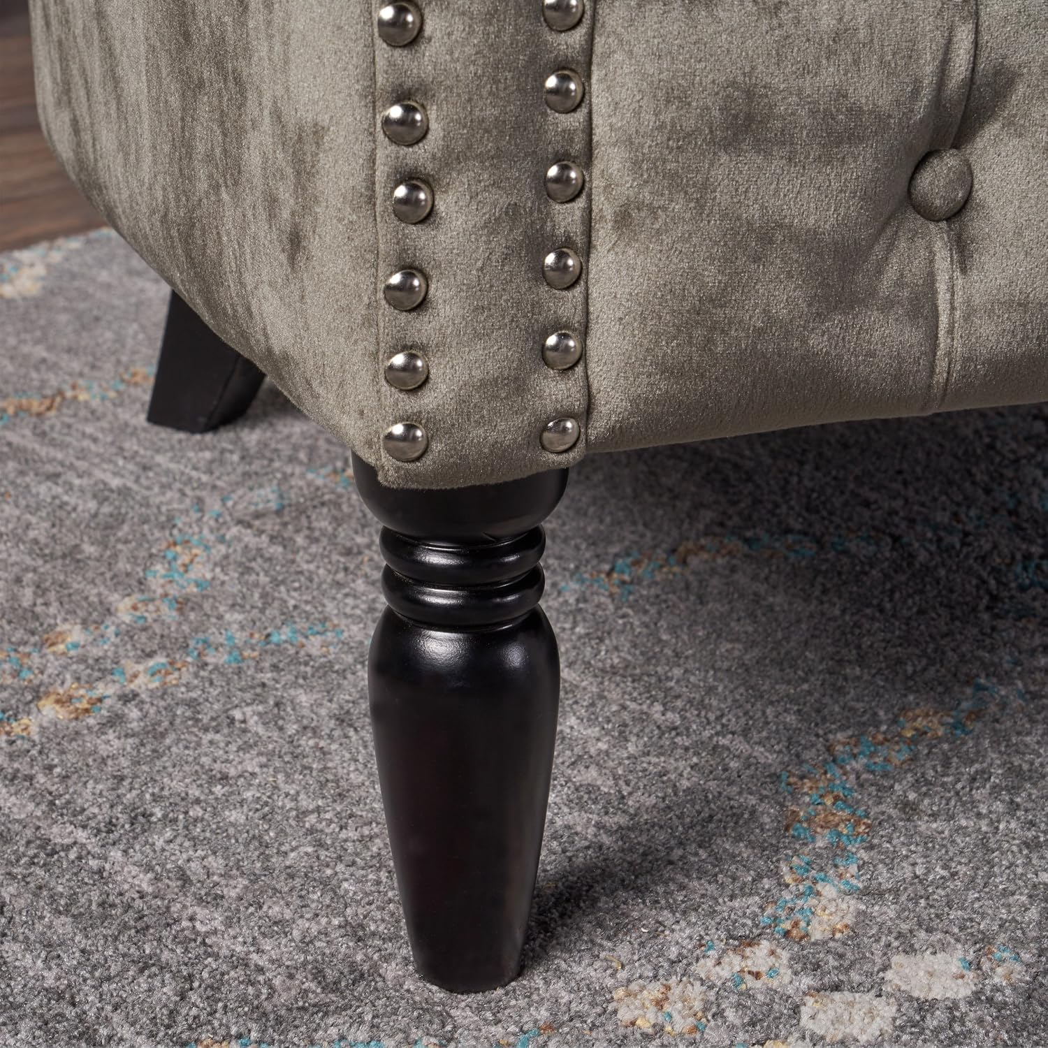 Christopher Knight Home Milani Tufted Scroll Arm Velvet Loveseat, Grey / Dark Brown
