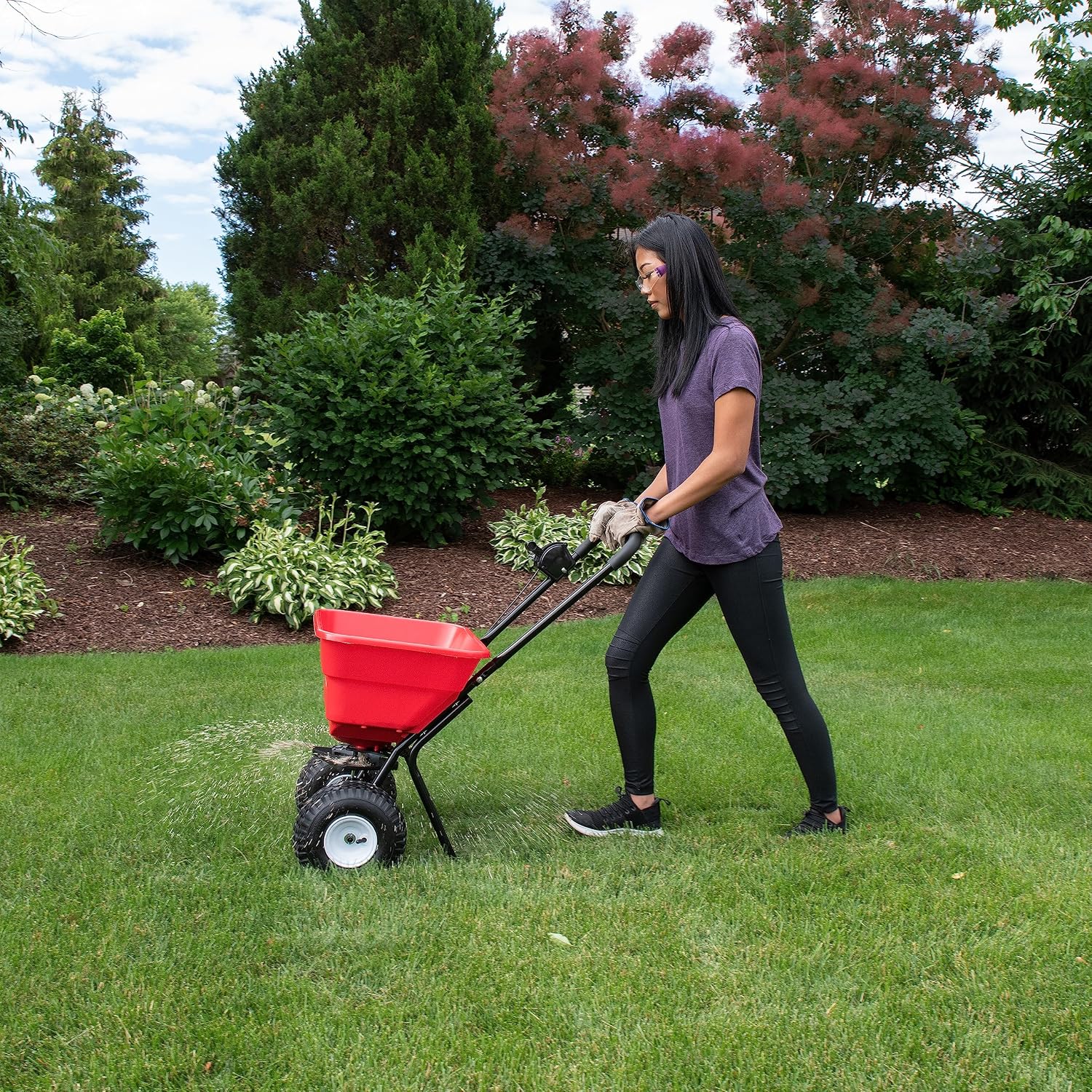 EarthWay 2050P 80lb Broadcast Spreader, Lawn Aerator, Fertilizer Spreader, 80lb Capacity, Pre-Assembled