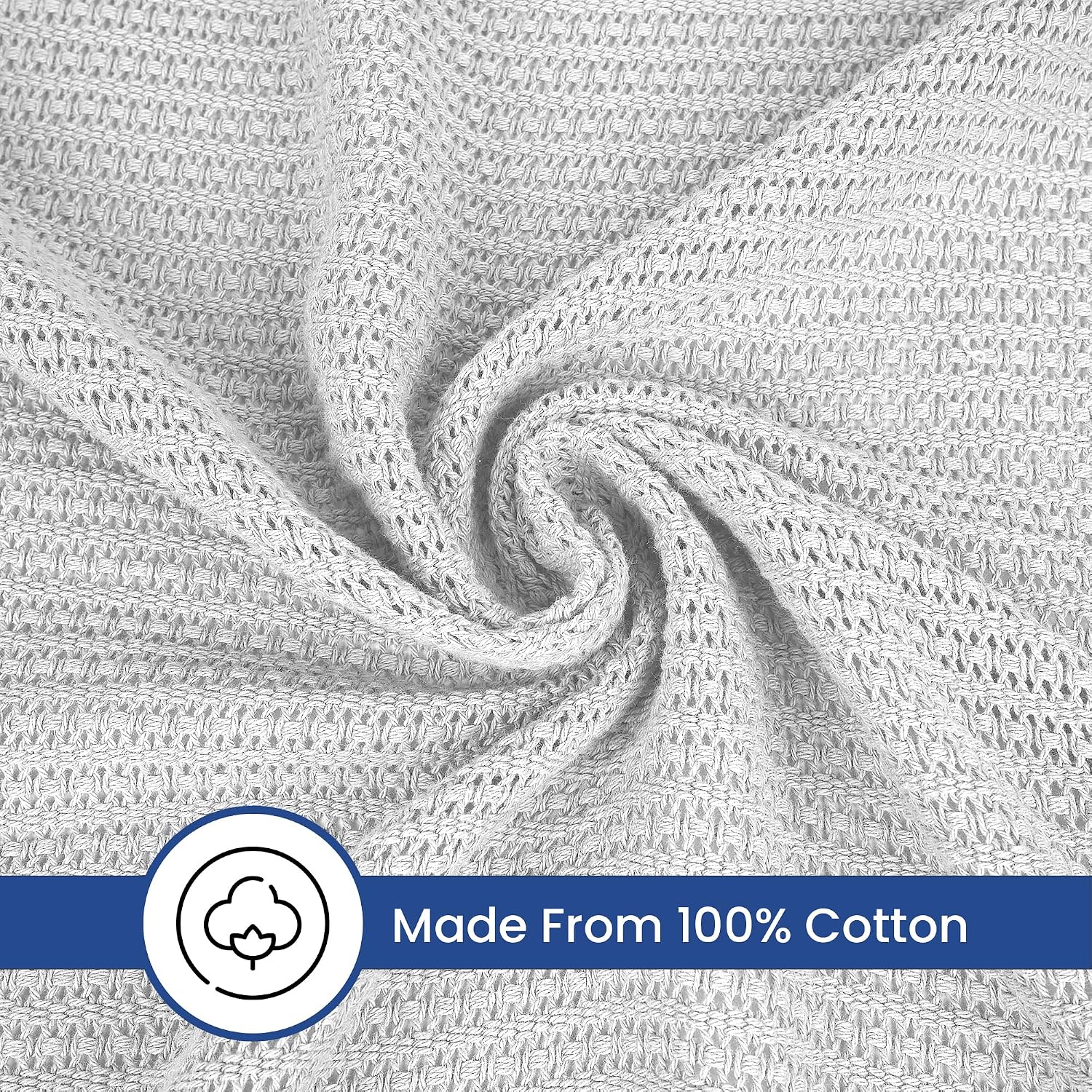 Linteum 100% Cotton Open-Cell Leno Weave Blanket — Breathable All Season — Queen 90x90 — Ice Grey