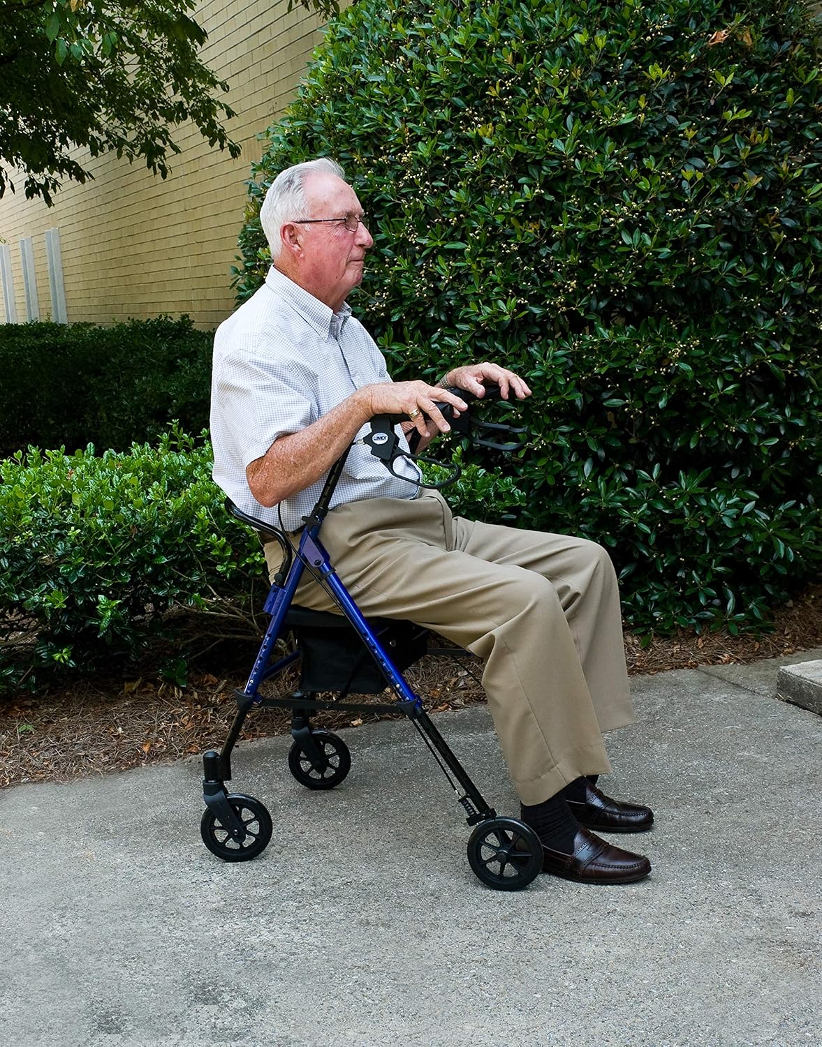 Lumex Set n' Go Rollator, Height-Adjustable, Rolling Walkers for Seniors with Seat, Silver