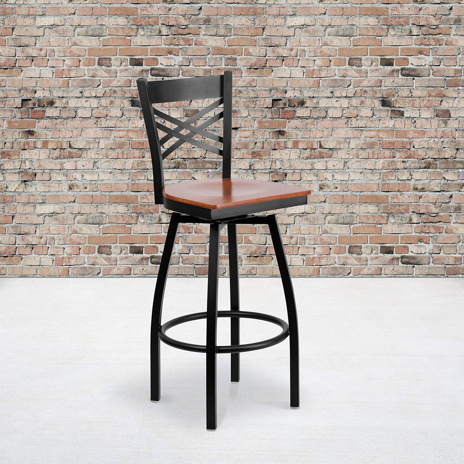 Flash Furniture Hercules Series "X" Back Metal Restaurant Barstool, Modern Upholstered Armless Bar Height Chair for Restaurants and Kitchens, Black | X Back Style, Vinyl Upholstery, Durable Construction, Commercial Use