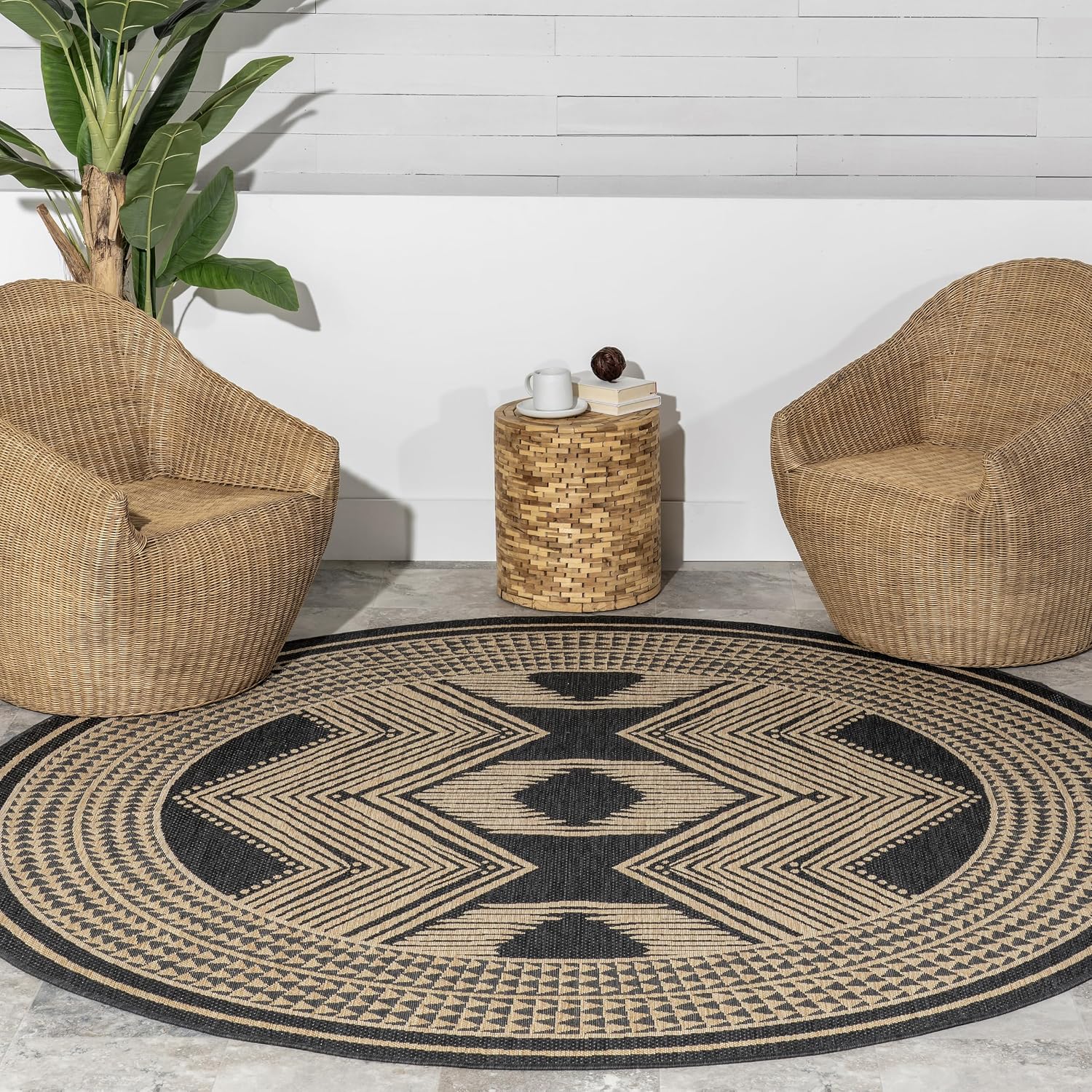 nuLOOM Ranya Light Brown Geometric Indoor/Outdoor Area Rug, 4' x 5'