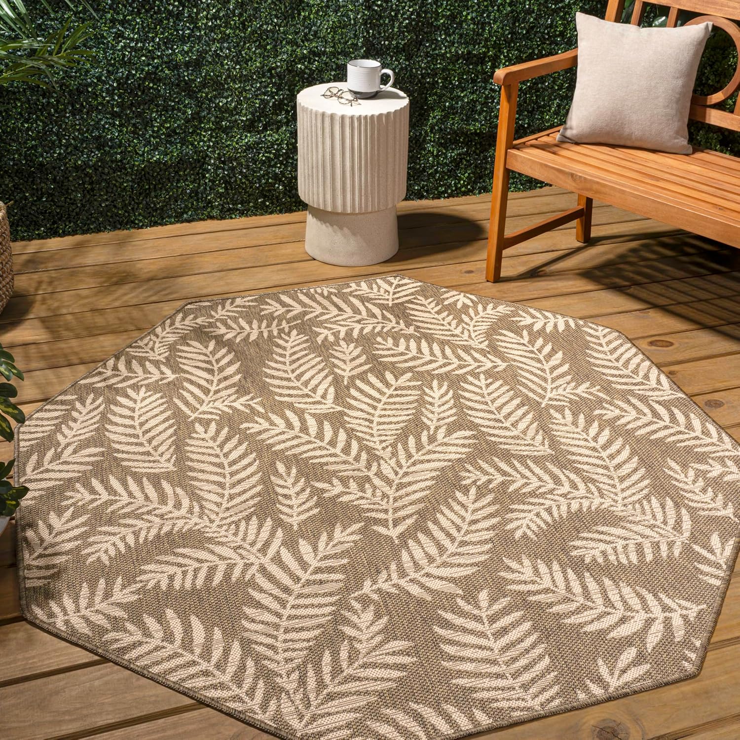 JONATHAN Y Palm Frond Indoor Outdoor Area Rug 3X5 Navy/Ivory, Nevis for Backyard, Patio, Porch, Easy-Cleaning, High Traffic, Pet-Friendly