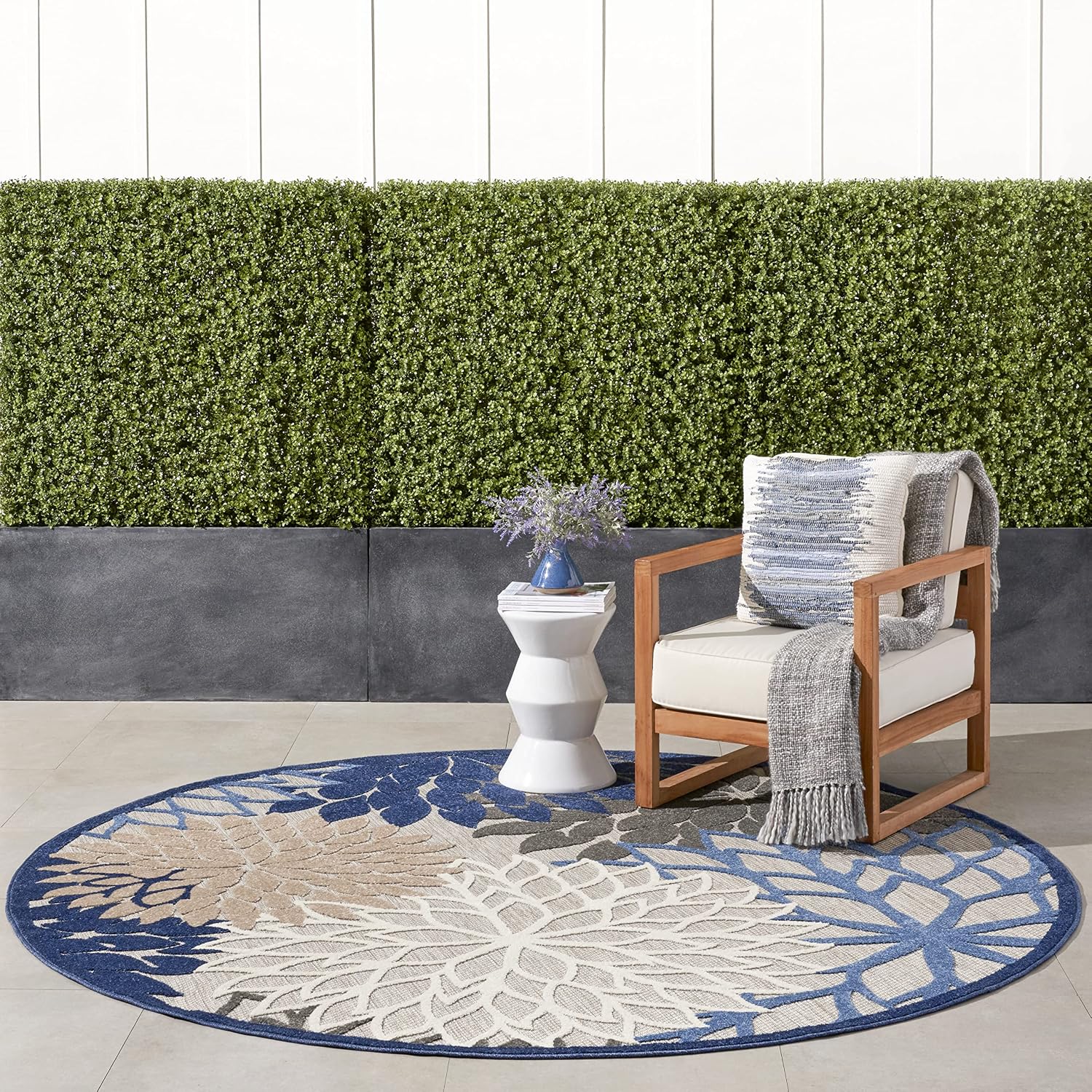 Nourison Home Aloha Indoor/Outdoor Black White 2'8" x 4' Area Rug, Tropical, Botanical, Easy Cleaning, Non Shedding, Bed Room, Living Room