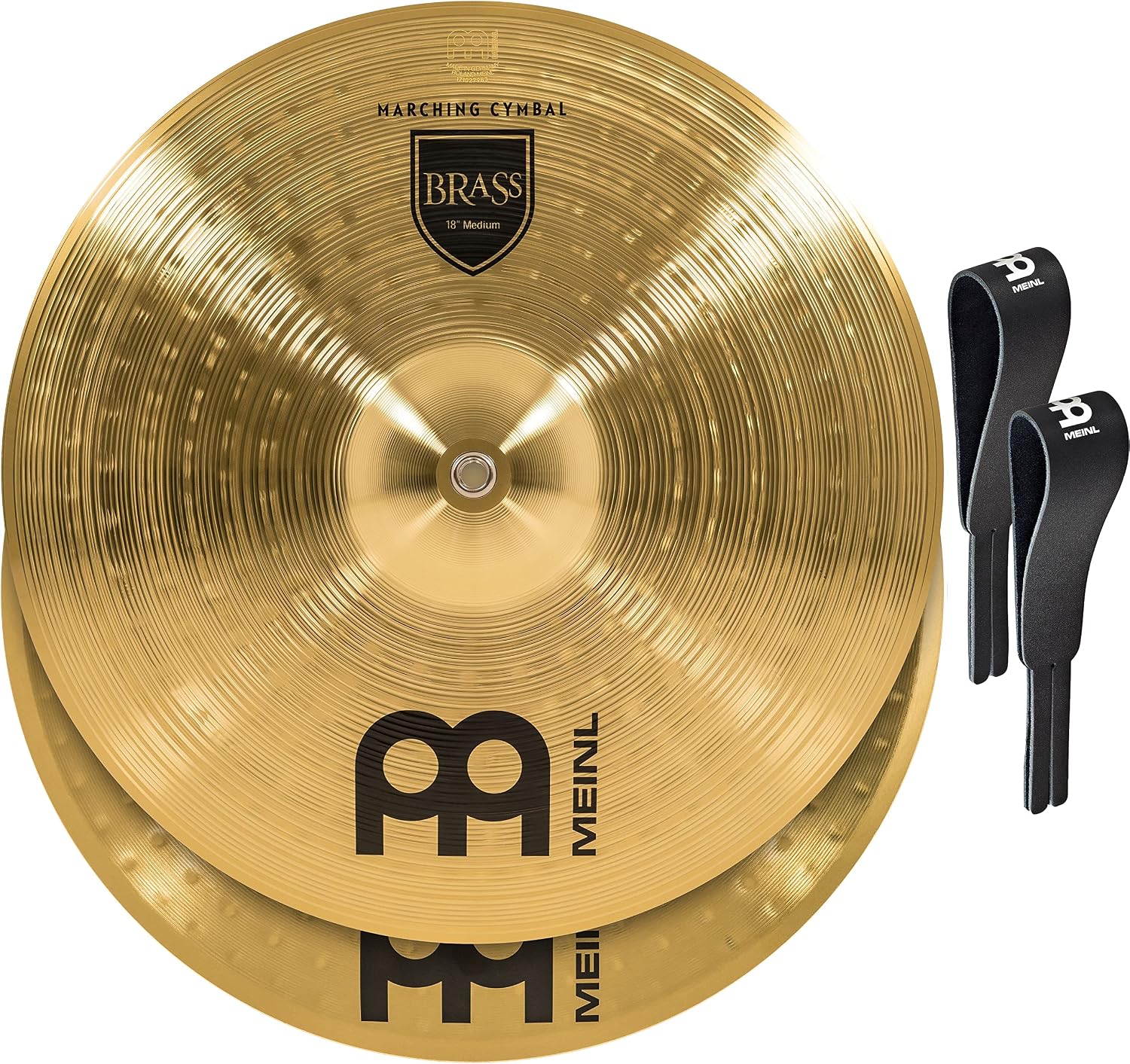 Meinl 14” Marching Cymbal Pair with Straps - Brass Alloy Traditional Finish - Made In Germany, 2-YEAR WARRANTY (MA-BR-14M)