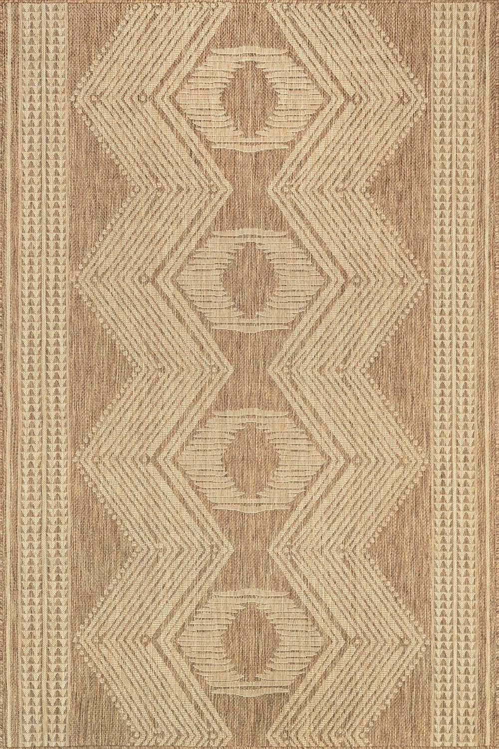 nuLOOM Ranya Light Brown Geometric Indoor/Outdoor Area Rug, 4' x 5'
