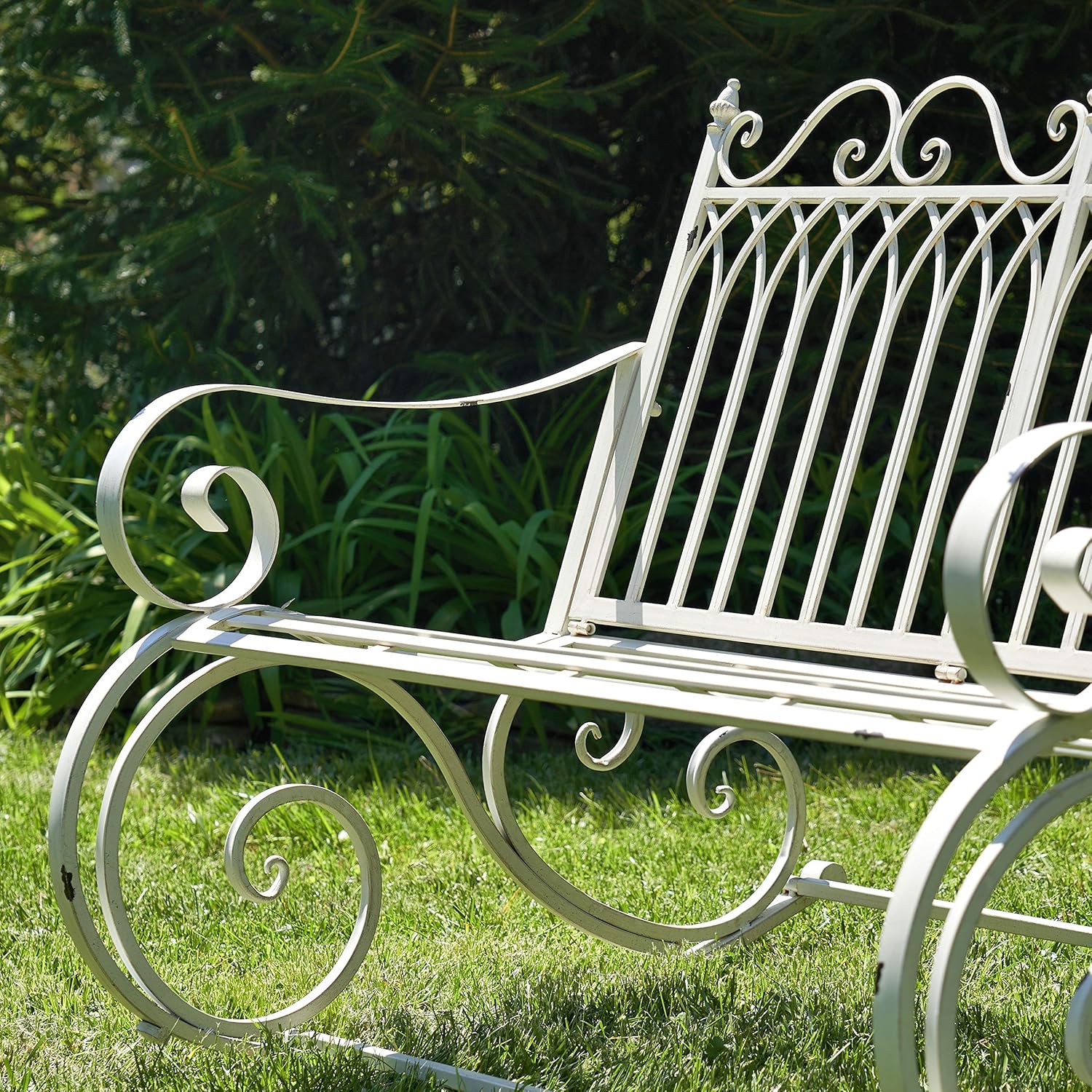 Zaer Ltd. Outdoor Metal Rocking Arm Chair (Arm Chair, Antique White)
