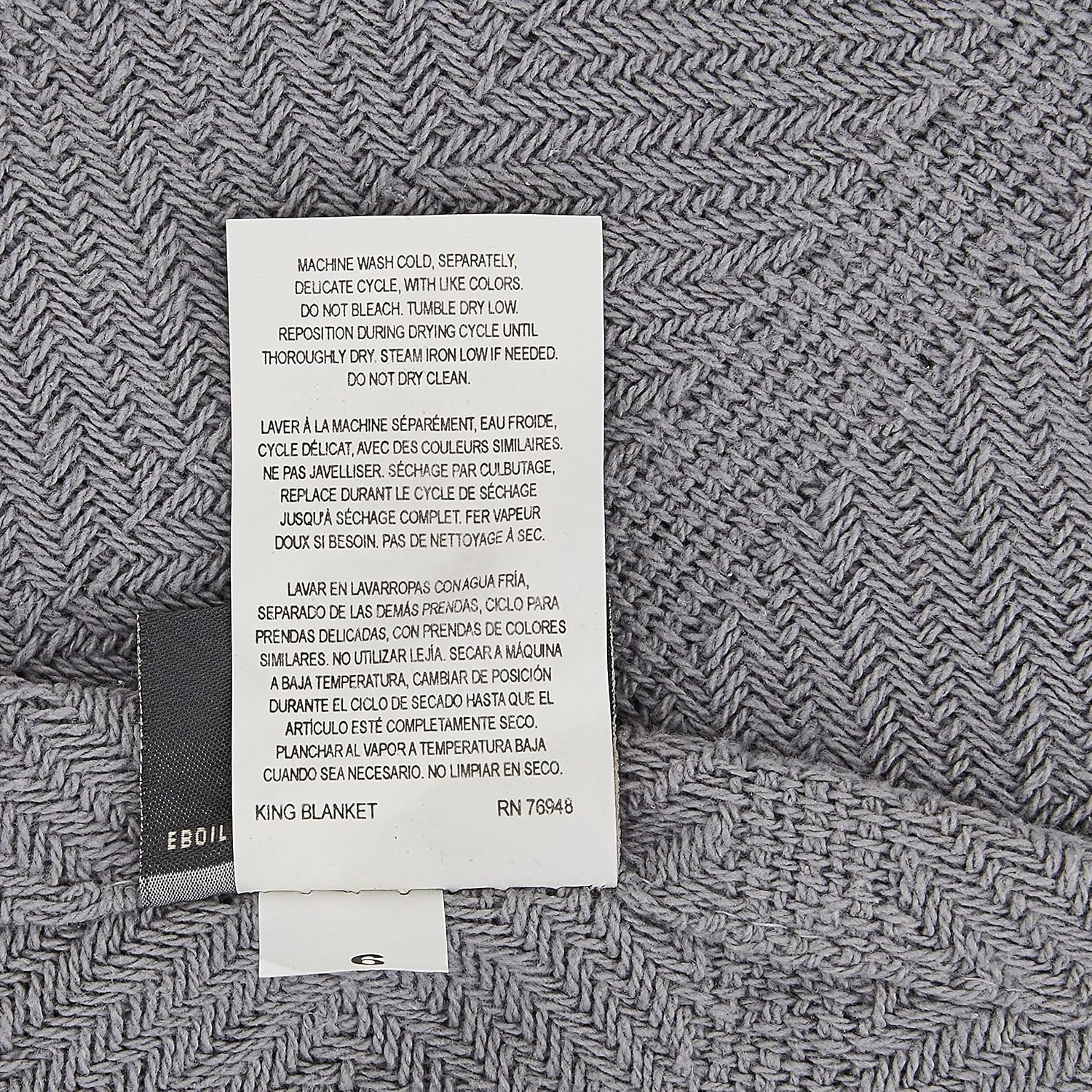 Eddie Bauer - Queen Size Blanket, 100% Soft Cotton Bed Blanket for Year Round Comfort, Throw Blanket for Couch or Bed (Herringbone Blue Stripe)