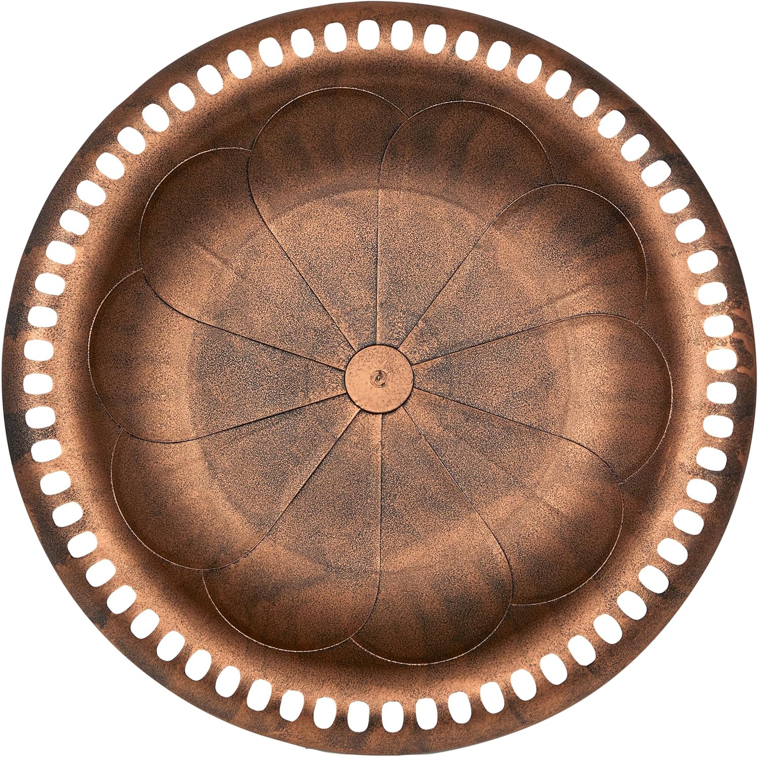 Alpine Corporation TEC116 Outdoor Aged Green Pedestal Birdbath with Scrollwork, 28" Tall, Green