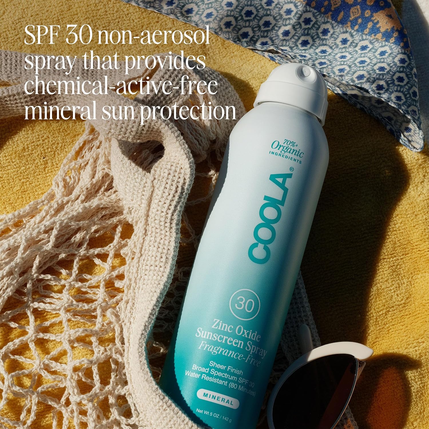 COOLA Mineral Sunscreen Spray SPF 30, Fragrance Free, 5 oz