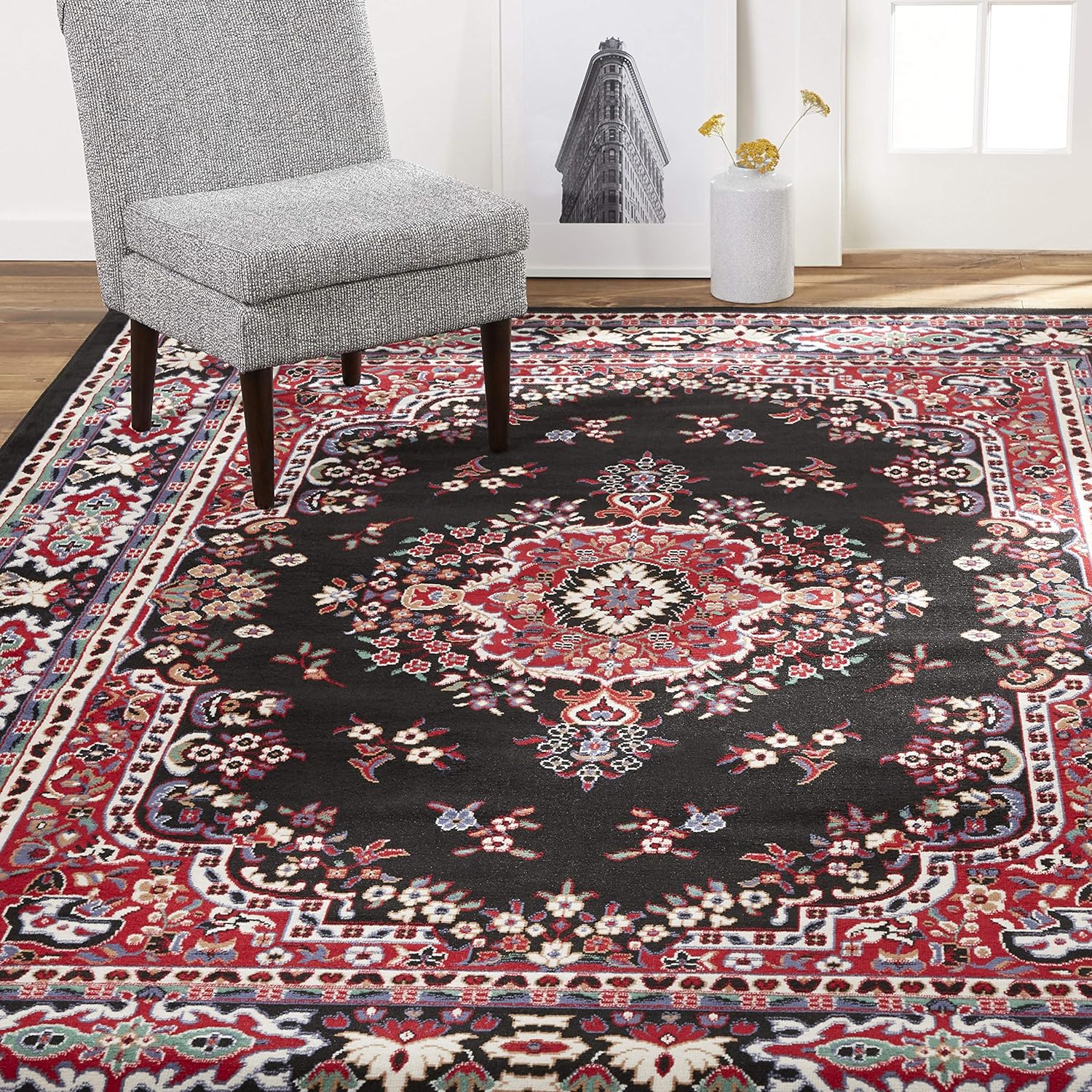 Home Dynamix Premium Sakarya Traditional Medallion Border Area Rug, Ivory/Brown, 7'9"x10'8" Rectangle