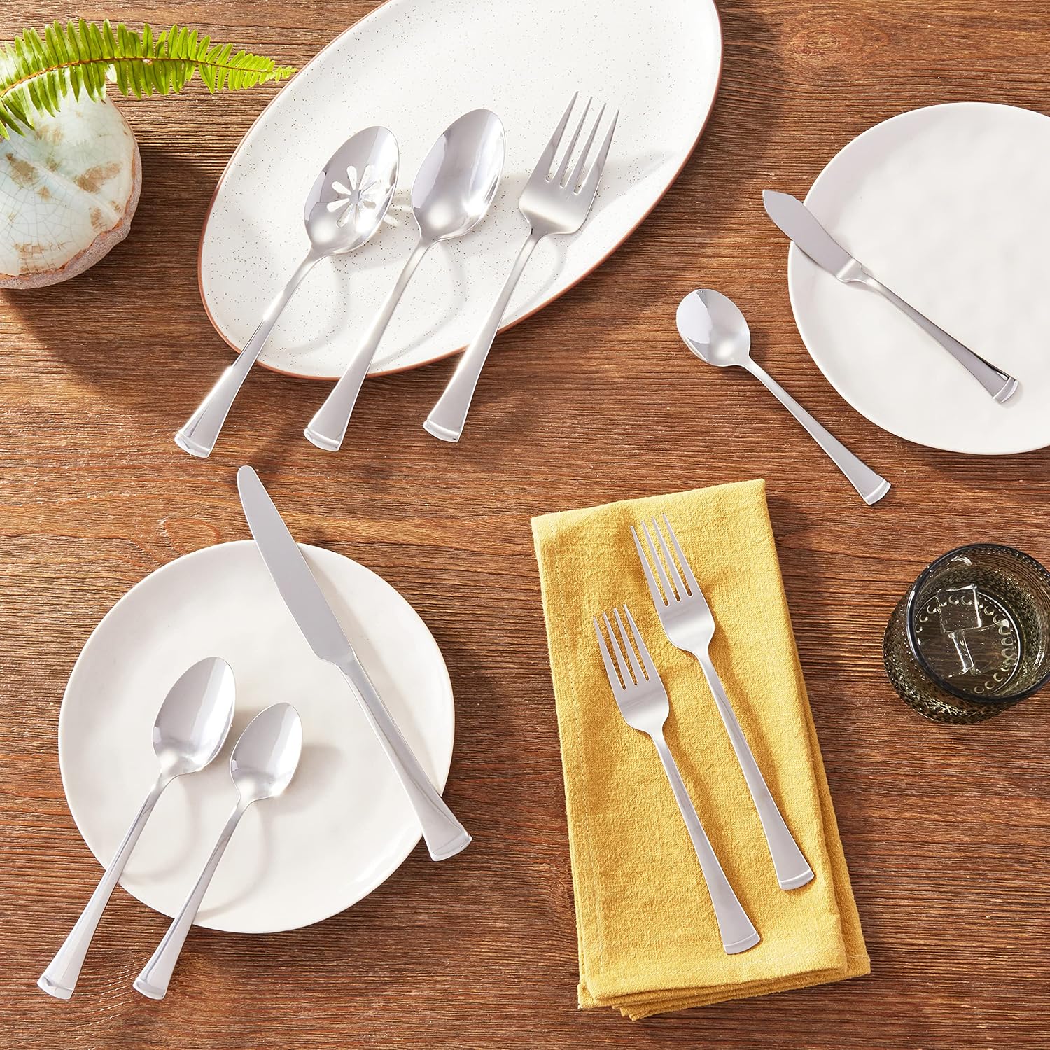 Gourmet Basics by Mikasa Contempo 45-Piece Stainless Steel Flatware Set, Service for 8