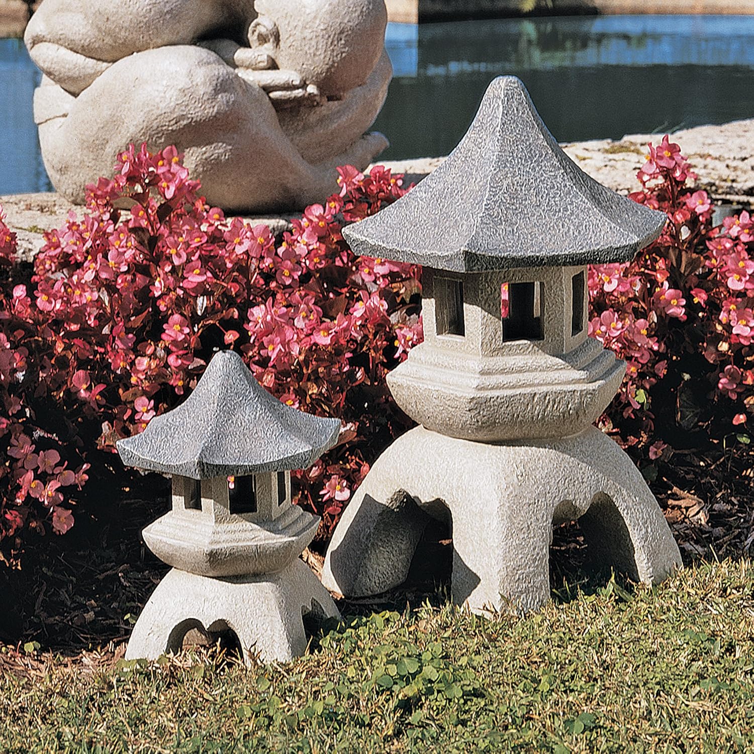 Design toscano ng29870 asian decor pagoda lantern indoor/outdoor statue, 11 inches wide, 11 inches deep, 17 inches high, handcast polyresin, two tone stone finish