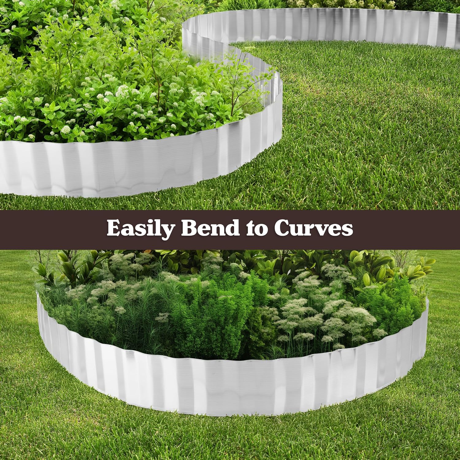 Metal Edging for Landscaping - 6.25in x 16.5ft Flexible Corrugated Galvanized Steel Landscape Edging - Garden Edge Border for DIY Flower Beds Tree
