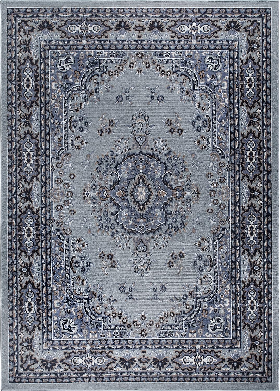 Home Dynamix Premium Sakarya Traditional Medallion Border Area Rug, Ivory/Brown, 7'9"x10'8" Rectangle