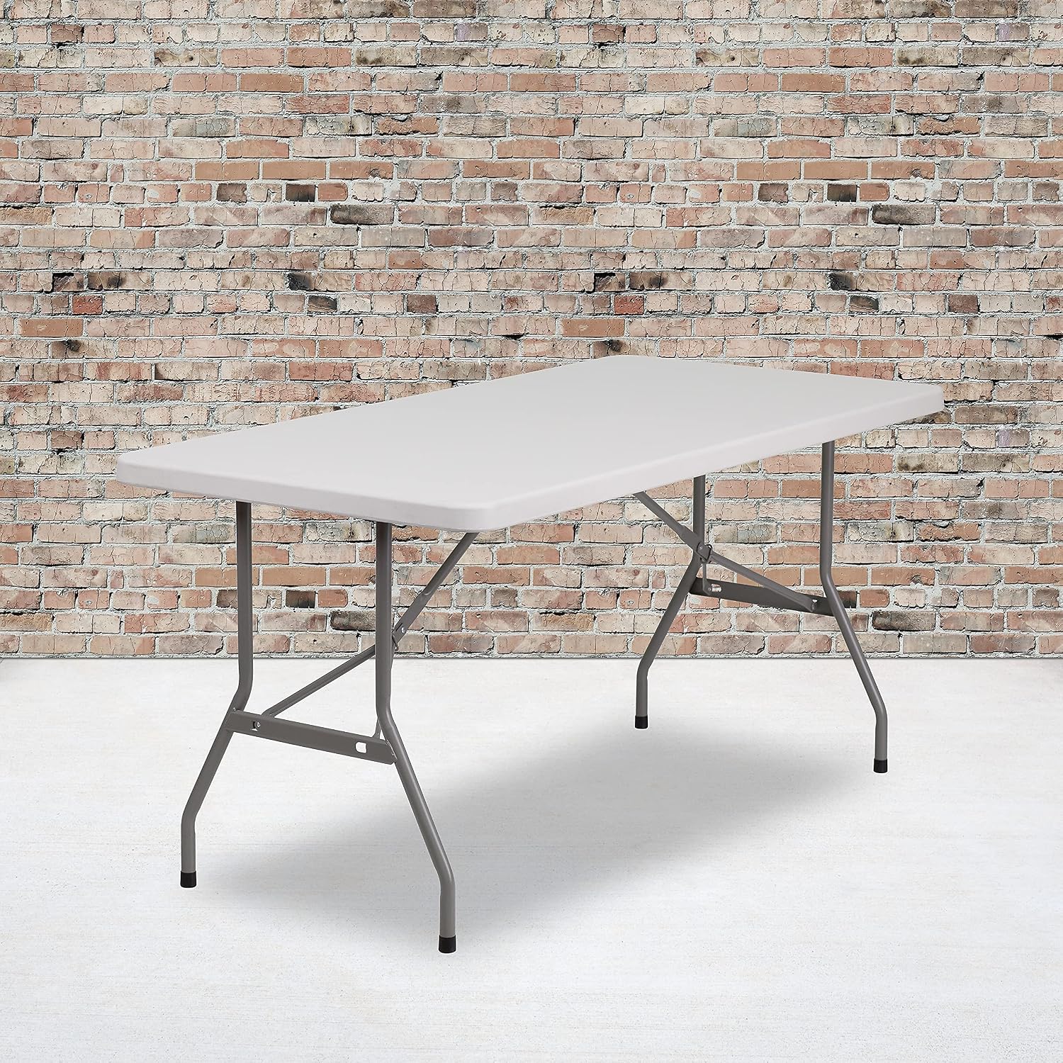 Flash Furniture 5 ft Plastic Folding Table, Granite White | Durable Construction, Commercial Use