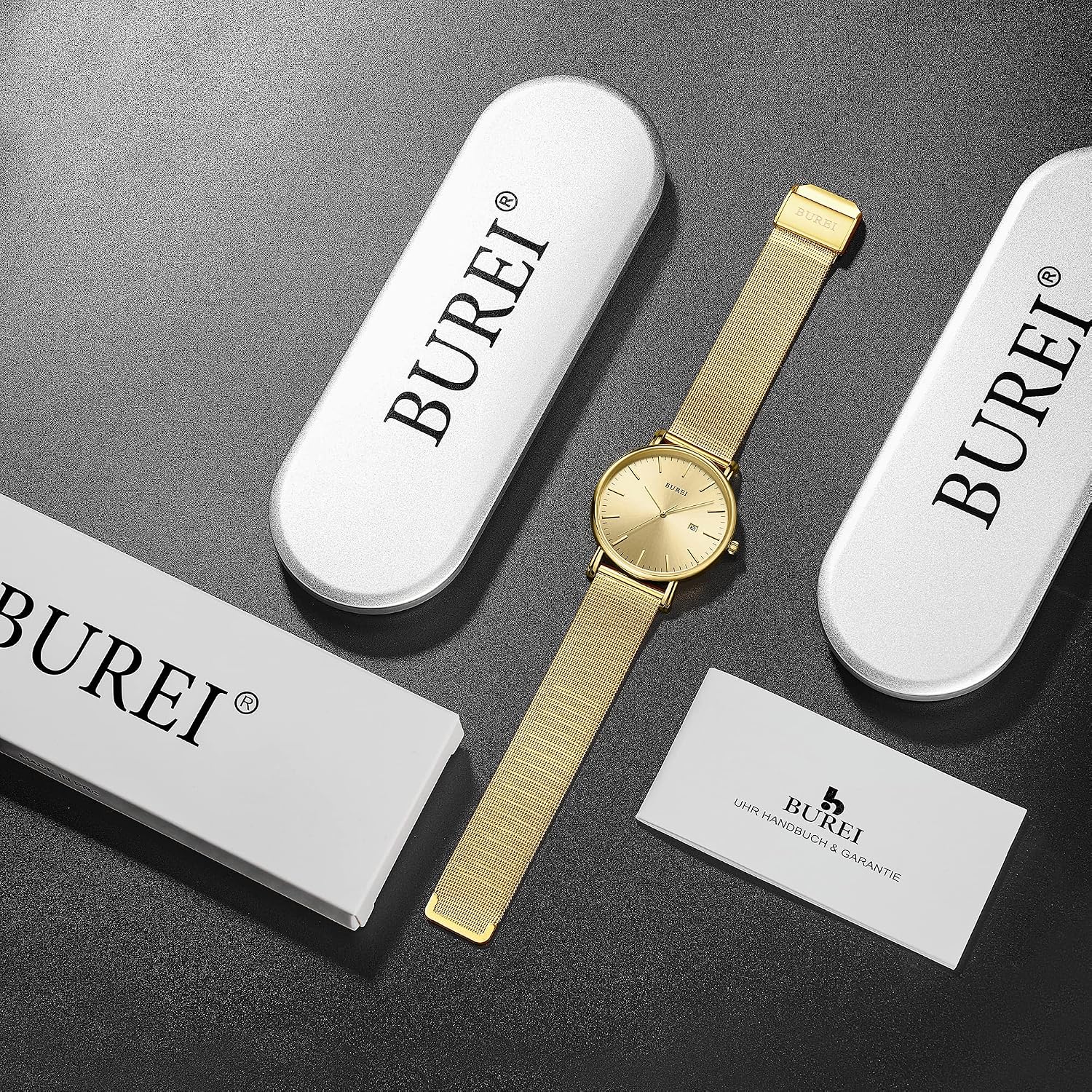 BUREI Men Wrist Watches Fashion Minimalist Thin Analog Quartz Waterproof Watches for Men, Refined Gifts for Men, Boyfriend, Husband, Dad