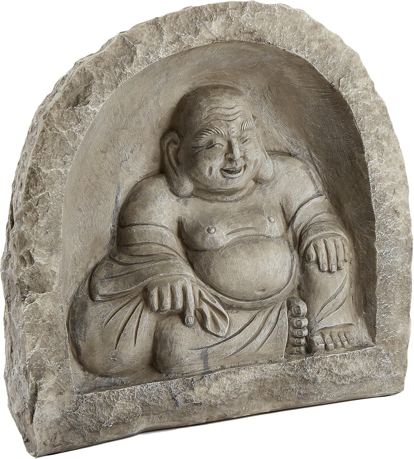Design Toscano Jolly Hotei Laughing Man Asian Decor Indoor/Outdoor Garden Statue, 26 inches tall, Cast Stone Resin, Two Tone Stone Finish