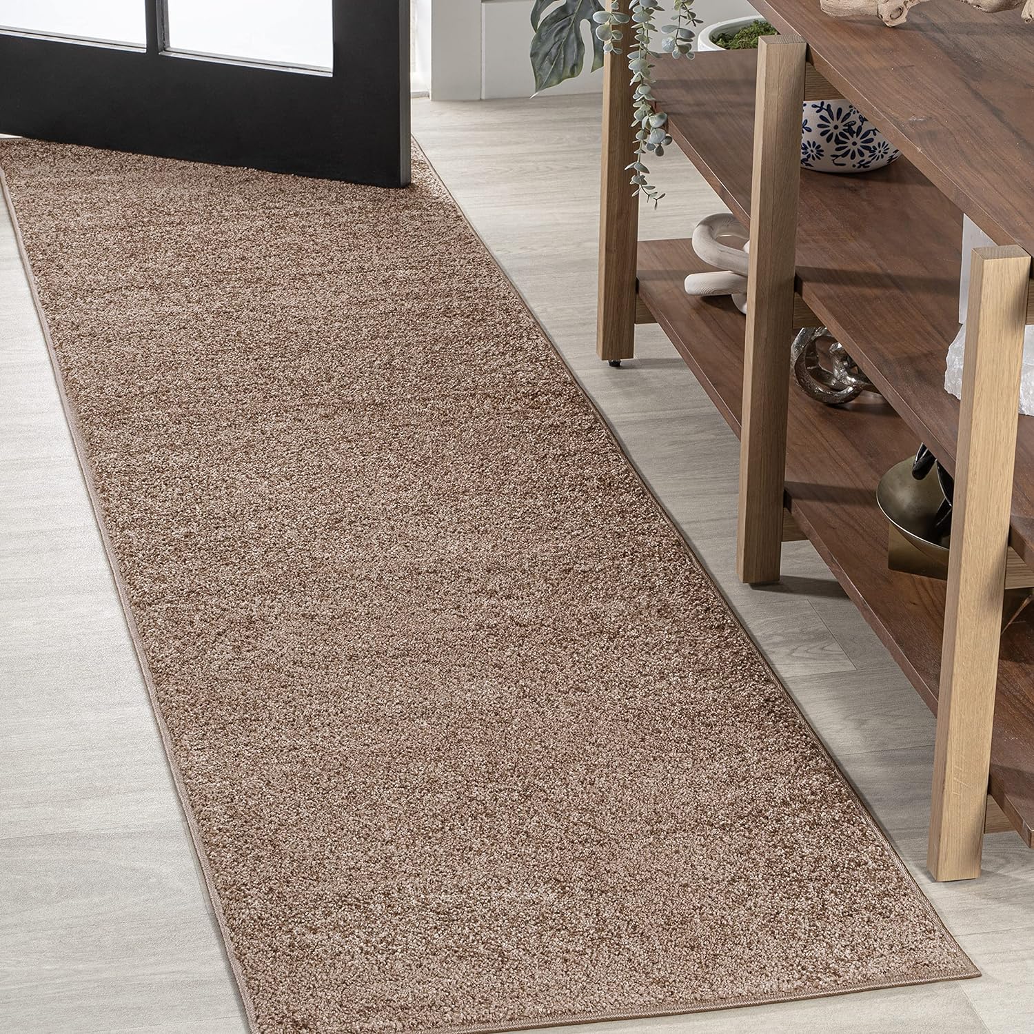 JONATHAN Y Haze Solid Low-Pile Brown Indoor Area Rug 8x10, Coastal, Bohemian, Minimalist, Classic, Easy-Cleaning for Living Room, Bedroom, Kitchen