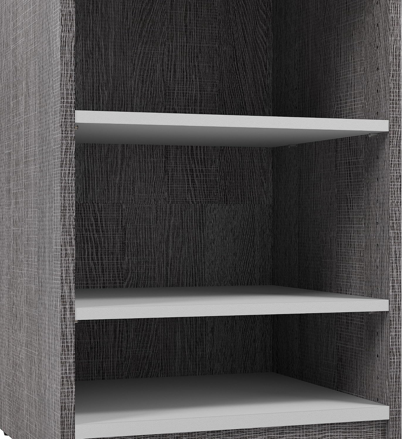 Bestar Cielo Floating Shelves, 20-inch Bark Gray and White Wardrobe Shelving for Walk-in Closet, Bedroom, Guest Room