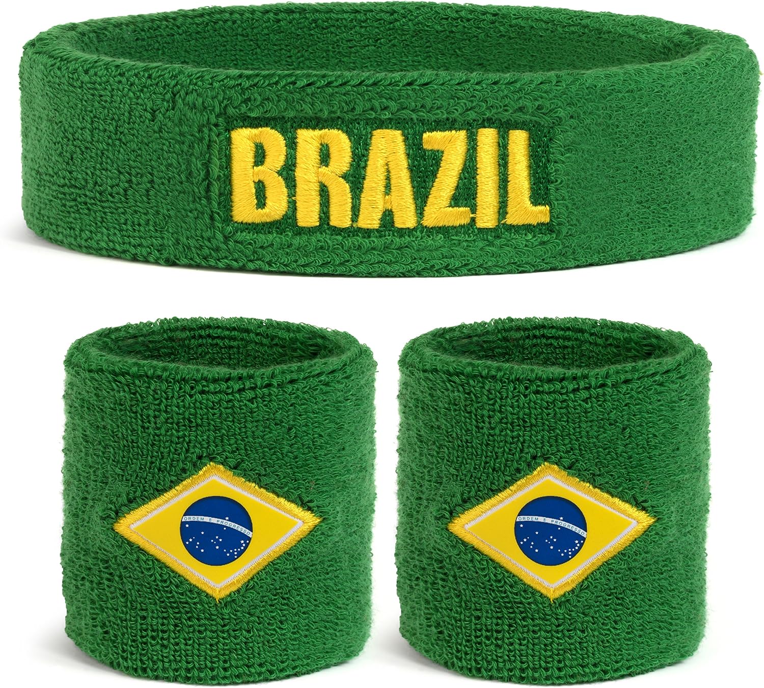 Suddora Country Headband & Wristbands Set (Includes 2 Wrist & 1 Head Sweatband), Highly Moisture Wicking