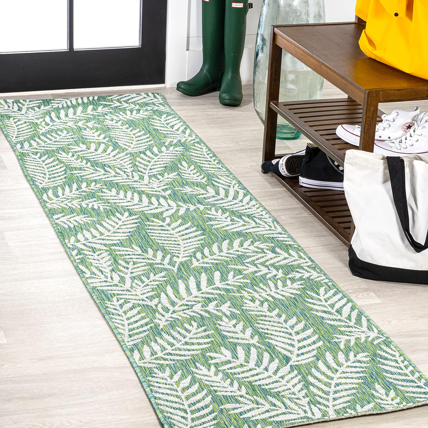 JONATHAN Y Palm Frond Indoor Outdoor Area Rug 3X5 Navy/Ivory, Nevis for Backyard, Patio, Porch, Easy-Cleaning, High Traffic, Pet-Friendly