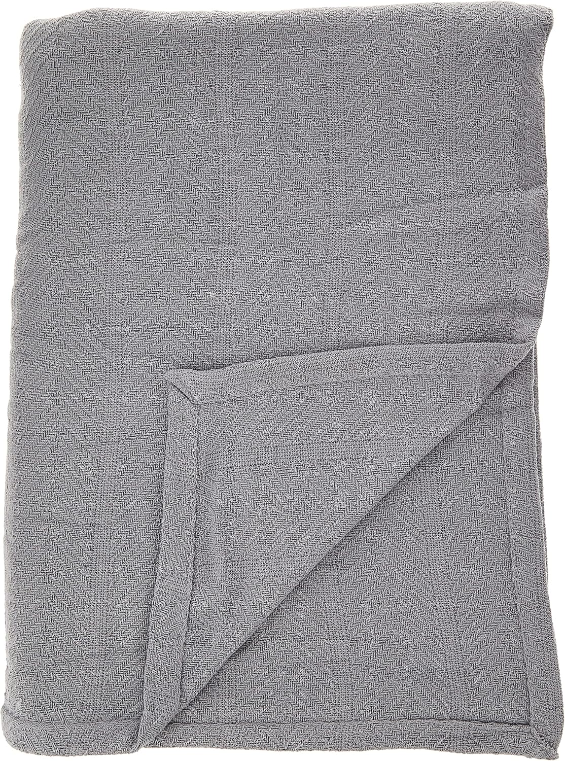 Eddie Bauer - Queen Size Blanket, 100% Soft Cotton Bed Blanket for Year Round Comfort, Throw Blanket for Couch or Bed (Herringbone Blue Stripe)