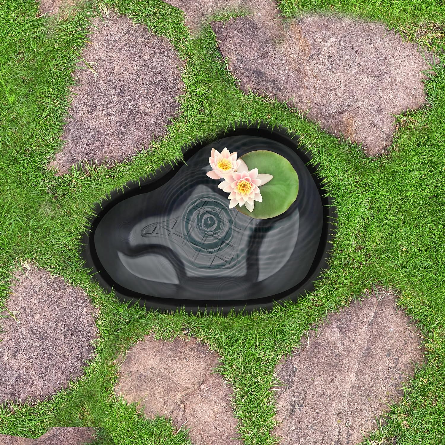 Algreen Rigid Preformed Plastic Pond Liner, 33 Gallon Base Accessory for Backyard, Garden, Fountain, and Water Ponds - Avonlea