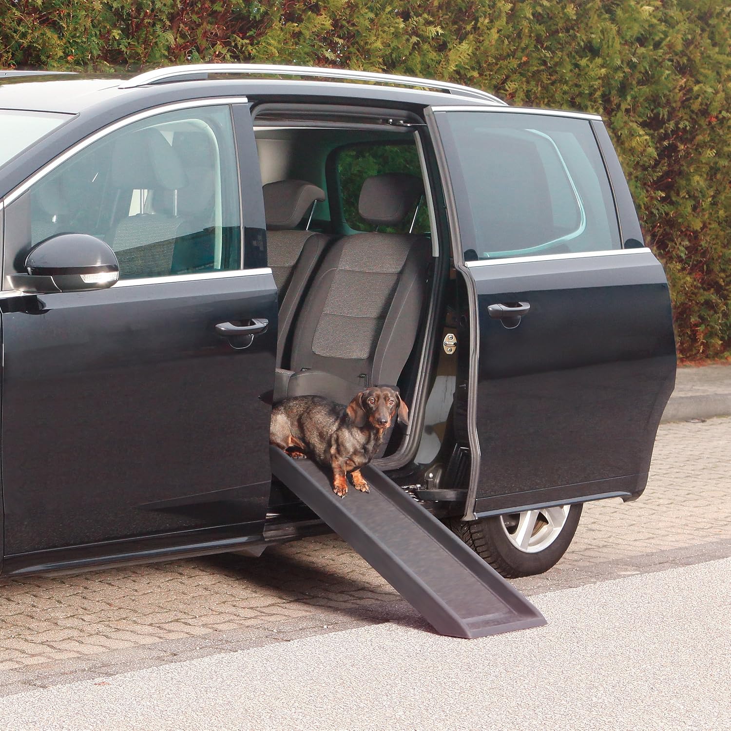 Trixie Folding Pet Ramp, Black | Folding Dog Ramp with High Traction Surface, Ideal for Cars and SUVs, Foldable, Easy to Store and Clean