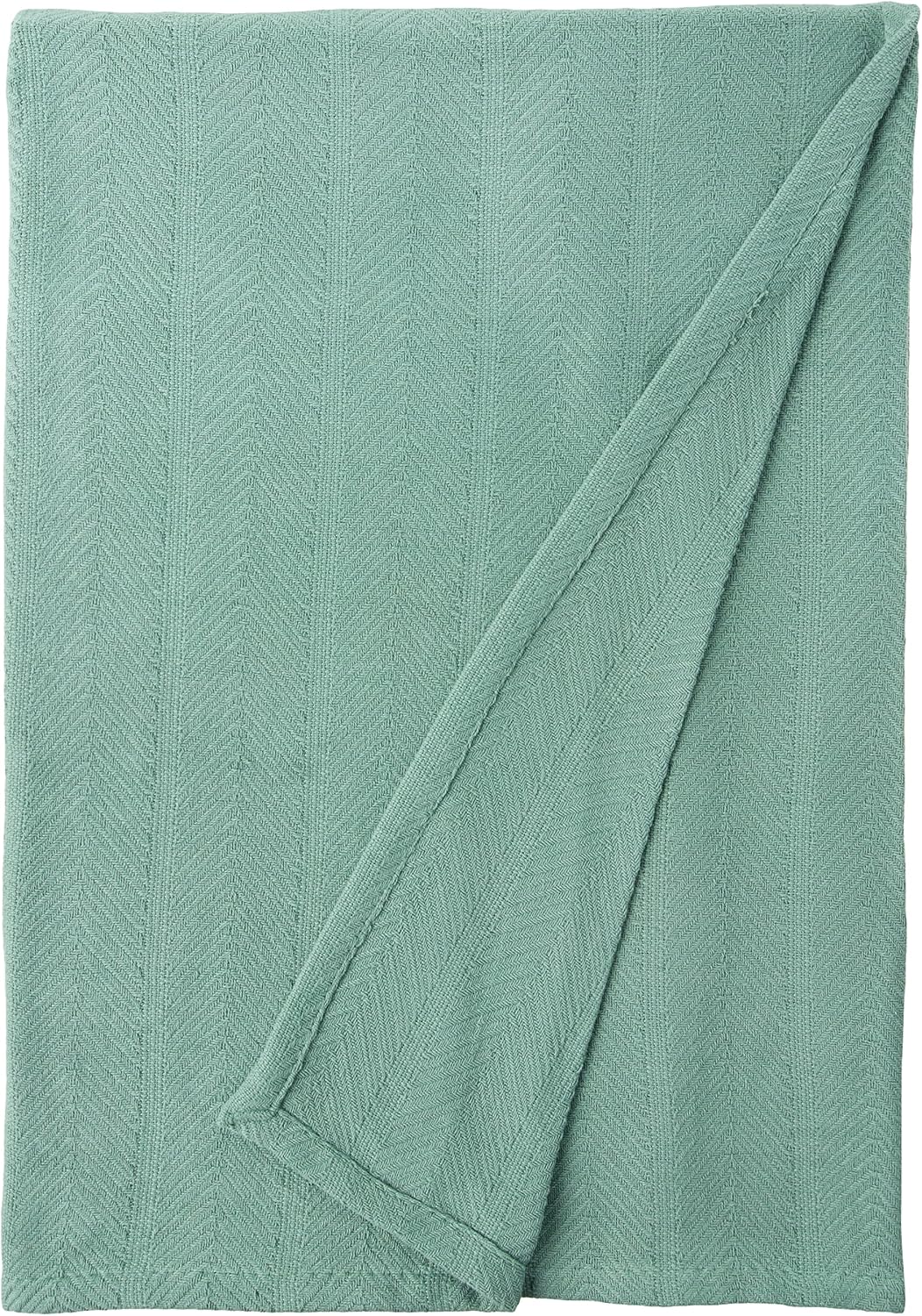 Eddie Bauer - Queen Size Blanket, 100% Soft Cotton Bed Blanket for Year Round Comfort, Throw Blanket for Couch or Bed (Herringbone Blue Stripe)
