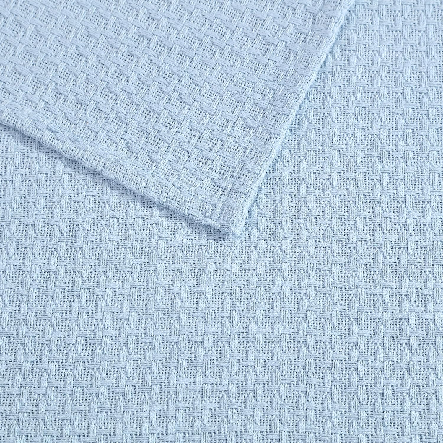 Grand Hotel Lightweight Full/Queen Blanket, 100% Cotton, Pearl Blue | All-natural yarn-dyed mercerized cotton is exceptionally durable, breathable and soft