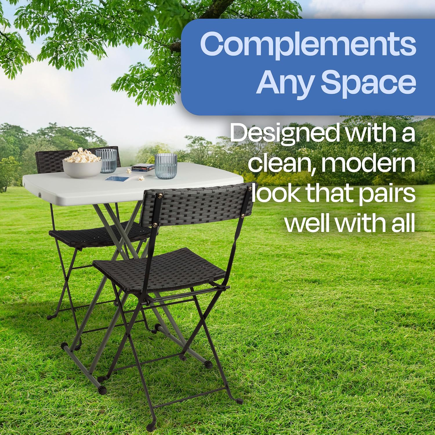 Lavish Home Small Adjustable Folding TV Tray Table, White, 19”H-24”H-28”H | Indoor and Outdoor Portable Lightweight Table, Plastic Snack Table, Small Desk for Laptop, Cards, Camping, Crafting, Party
