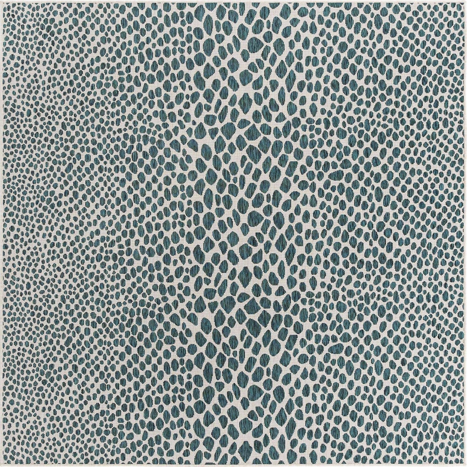 Unique Loom Outdoor Collection Area Rug - Cape Town (9' x 12' Rectangle, Blue/Ivory)