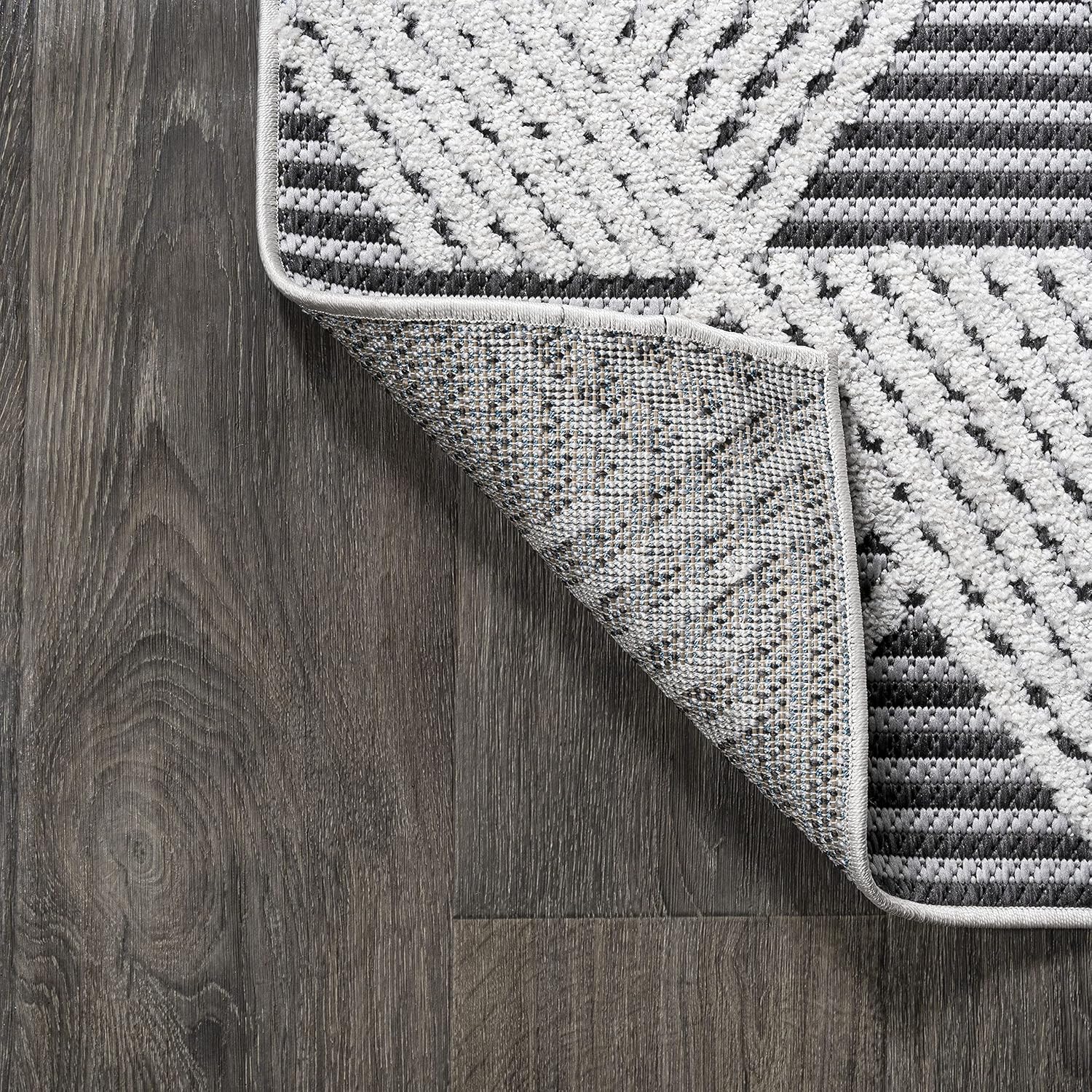 JONATHAN Y Art Deco Geometric Indoor Outdoor Area Rug 3X5 Black/Ivory, Jazz High-Low Pile for Backyard, Patio, Porch, Easy-Cleaning, High Traffic