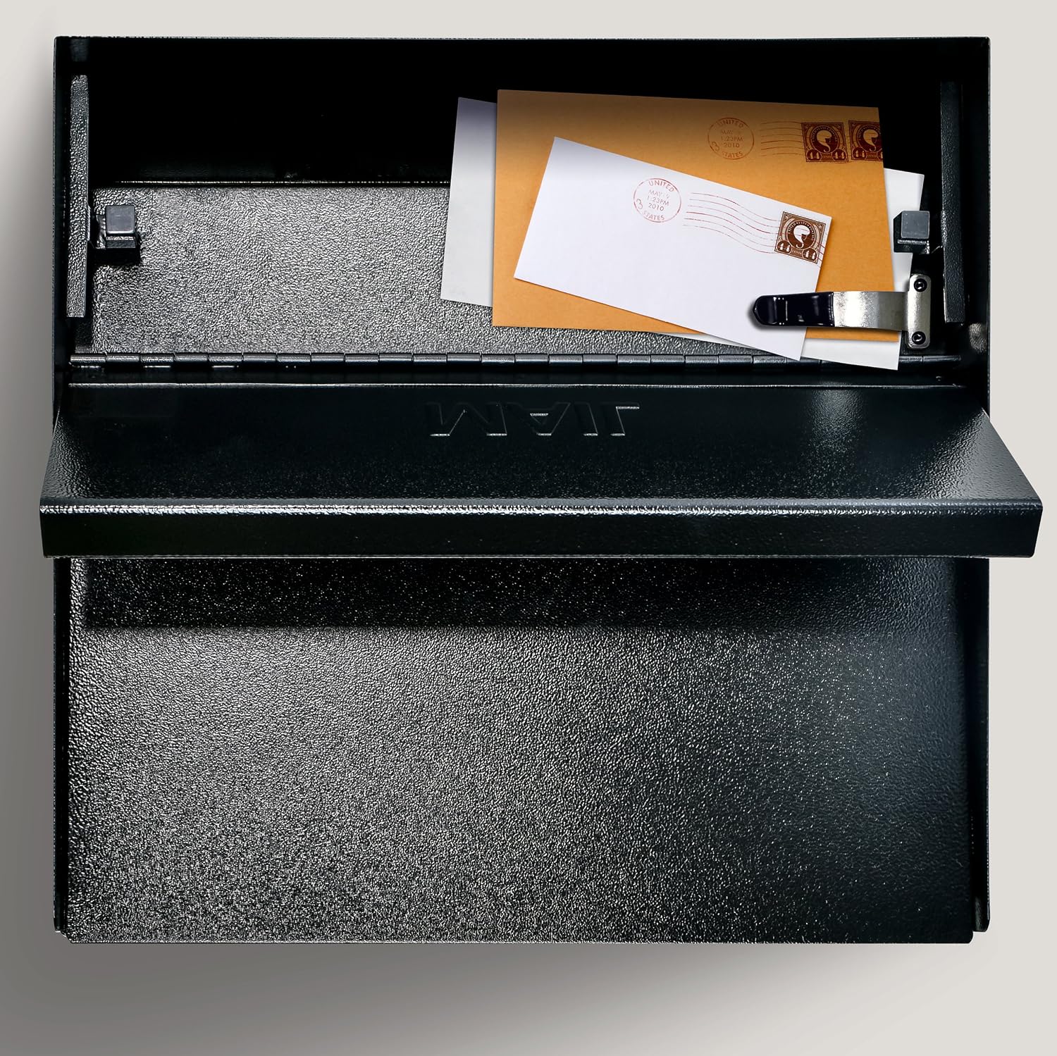 Mail Boss 7162 Metro, Black High Capacity Wall Mounted Locking Security Mailbox, Medium | Anti-pry locking door