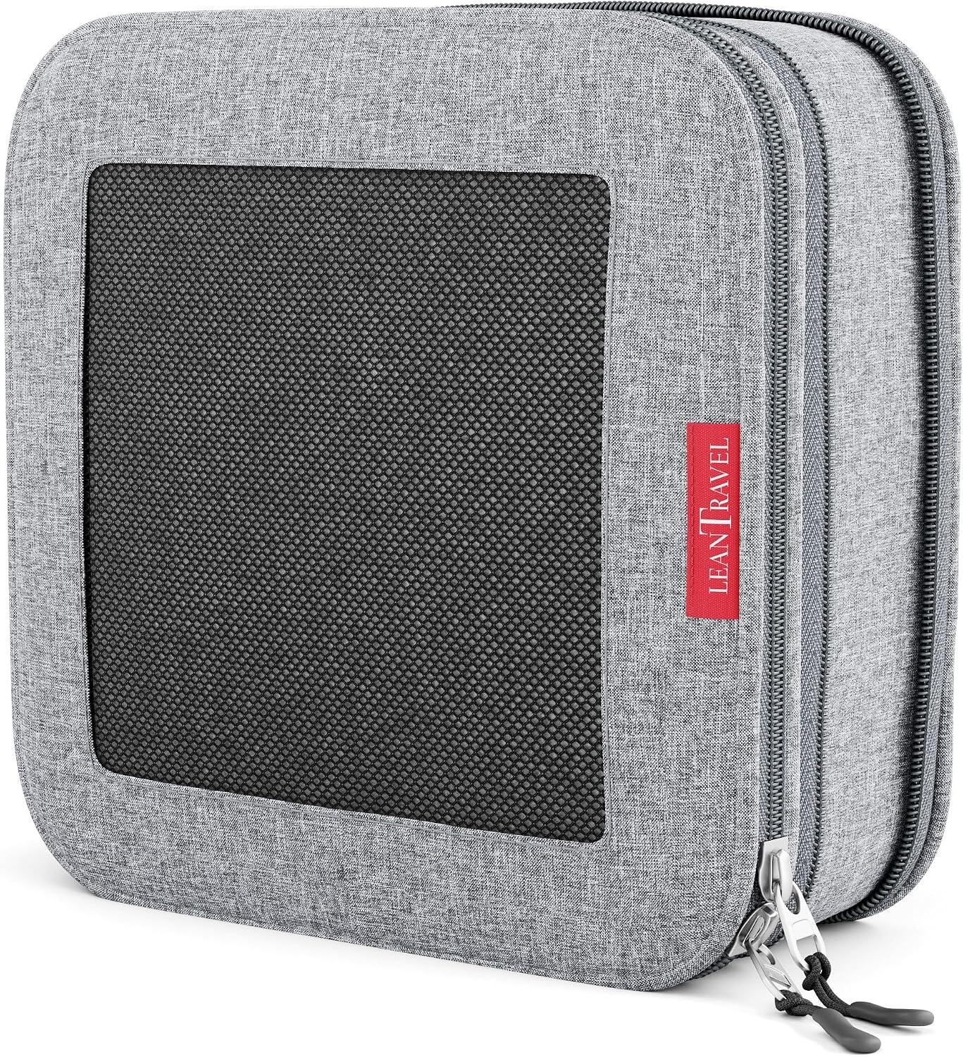 LeanTravel Premium Compression Packing Cubes for Travel - Suitcase Organizer Bags with Double Zipper & Breathable Mesh Panel - Space Saving Carry On Luggage Essentials (6-Pack, Grey)