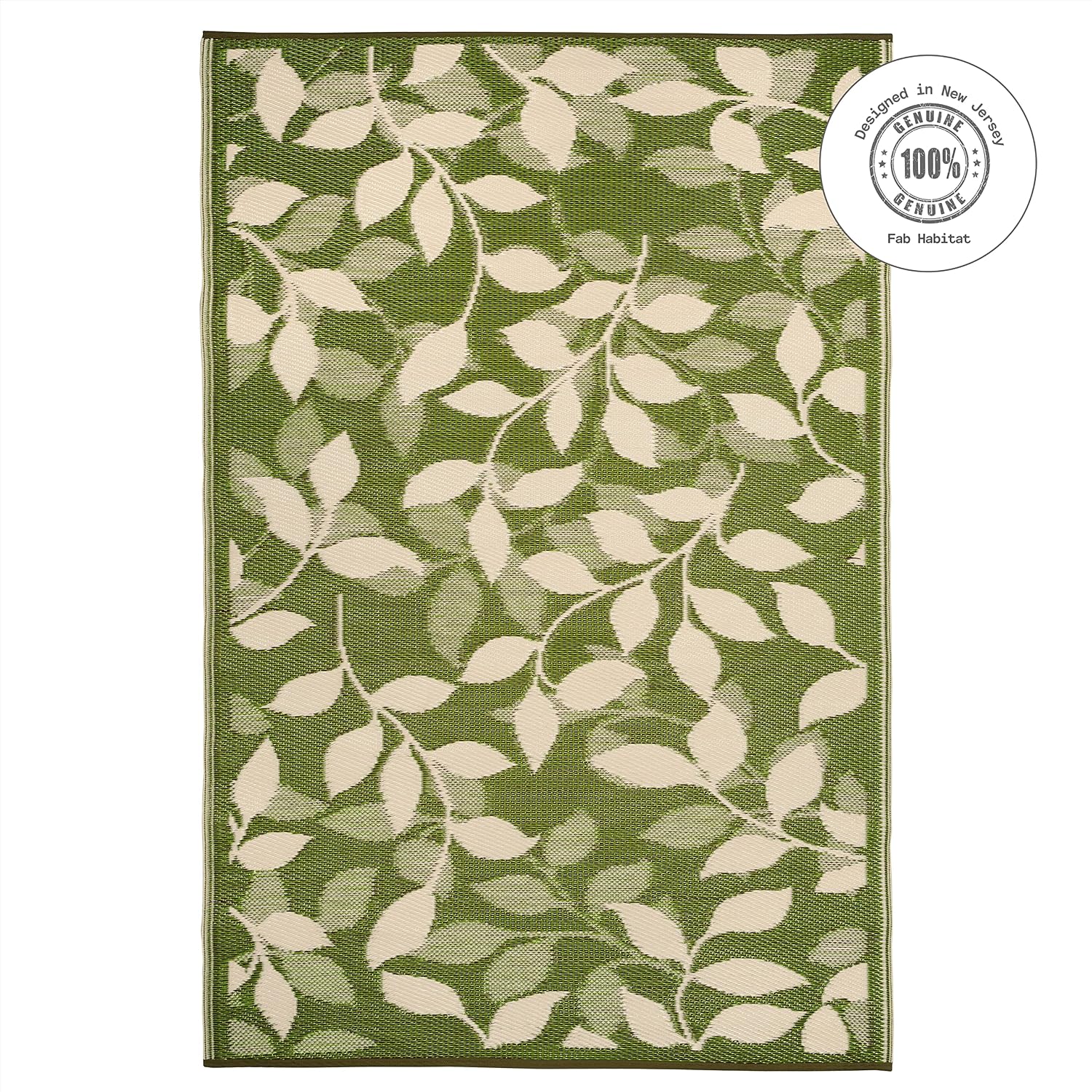 Fab Habitat Outdoor Rug - Waterproof, Fade Resistant, Crease-Free - Premium Recycled Plastic - Geo Tribal - Porch, Deck, Balcony, Mudroom