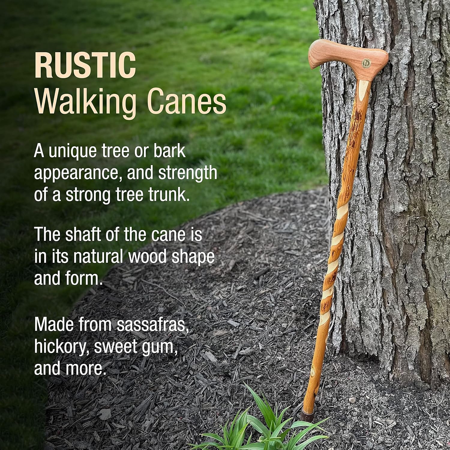 Brazos Wooden Walking Canes for Men and Women, Stable Walking Sticks for Seniors, Made in The USA