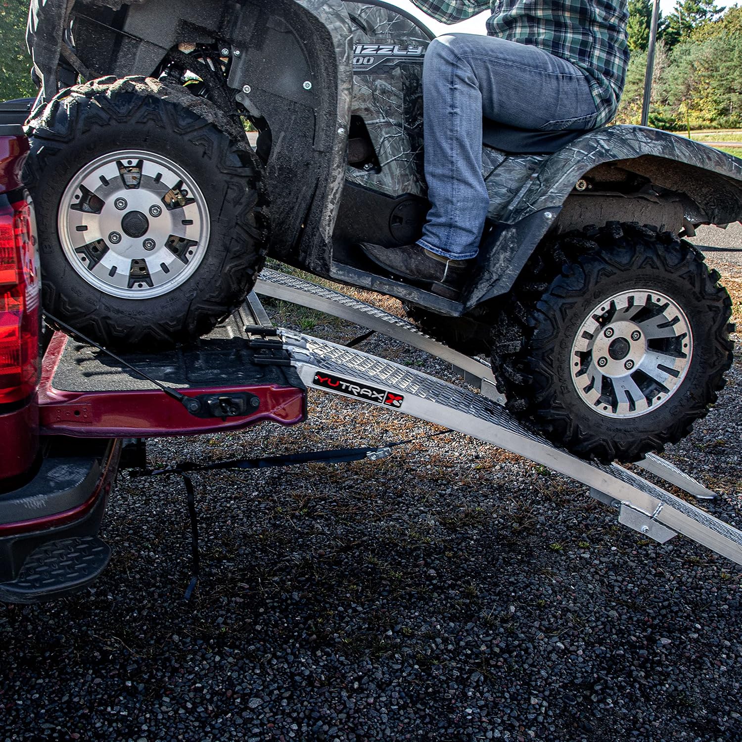Single Folding XL Aluminum Truck, UTV/ATV, Motorcycle Loading Arch Ramp, 750lb Capacity