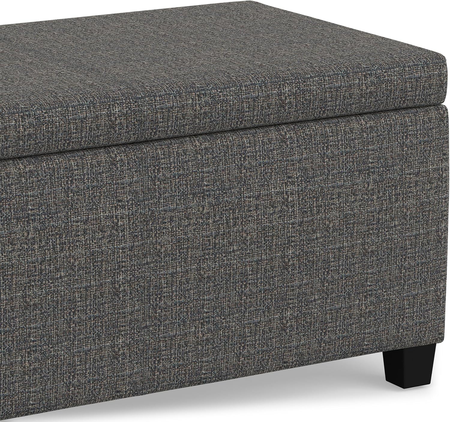 SIMPLIHOME Avalon 48" Wide Vegan Leather Storage Ottoman in Brown