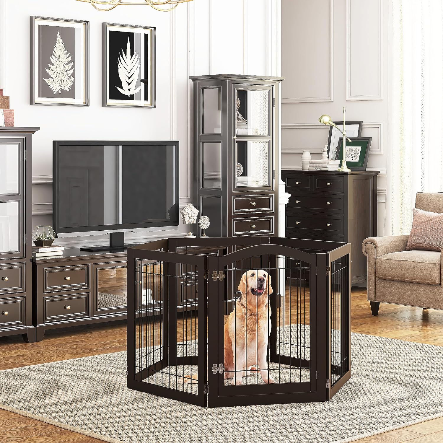 PAWLAND Extra Wide Foldable Dog gate for Doorway, Indoor, 72“ Wide, 30" H