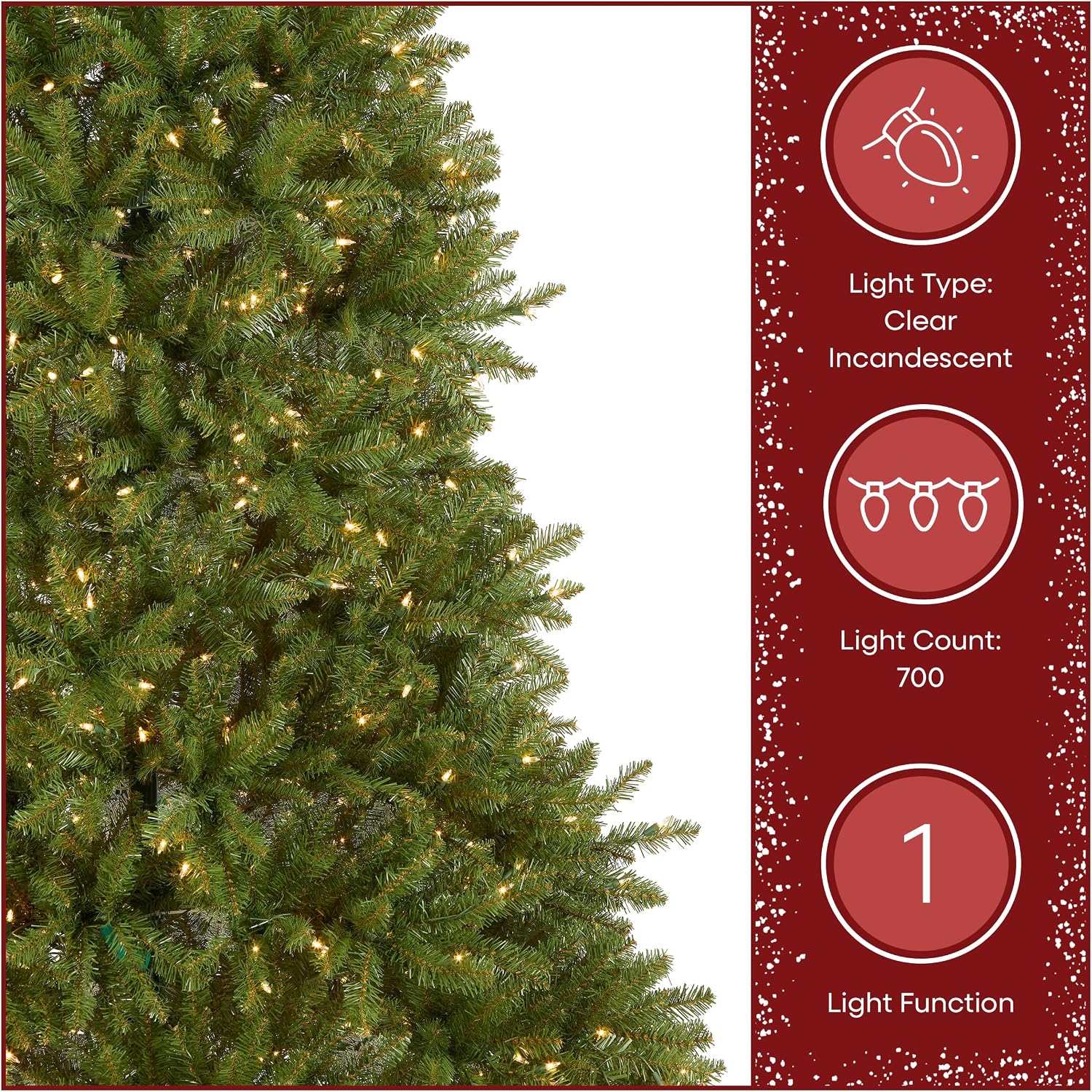 National Tree Company 7ft Pre-Lit Dunhill Fir Artificial Christmas Tree | 700 Clear Lights, 2,144 Tips, Includes Stand, Green