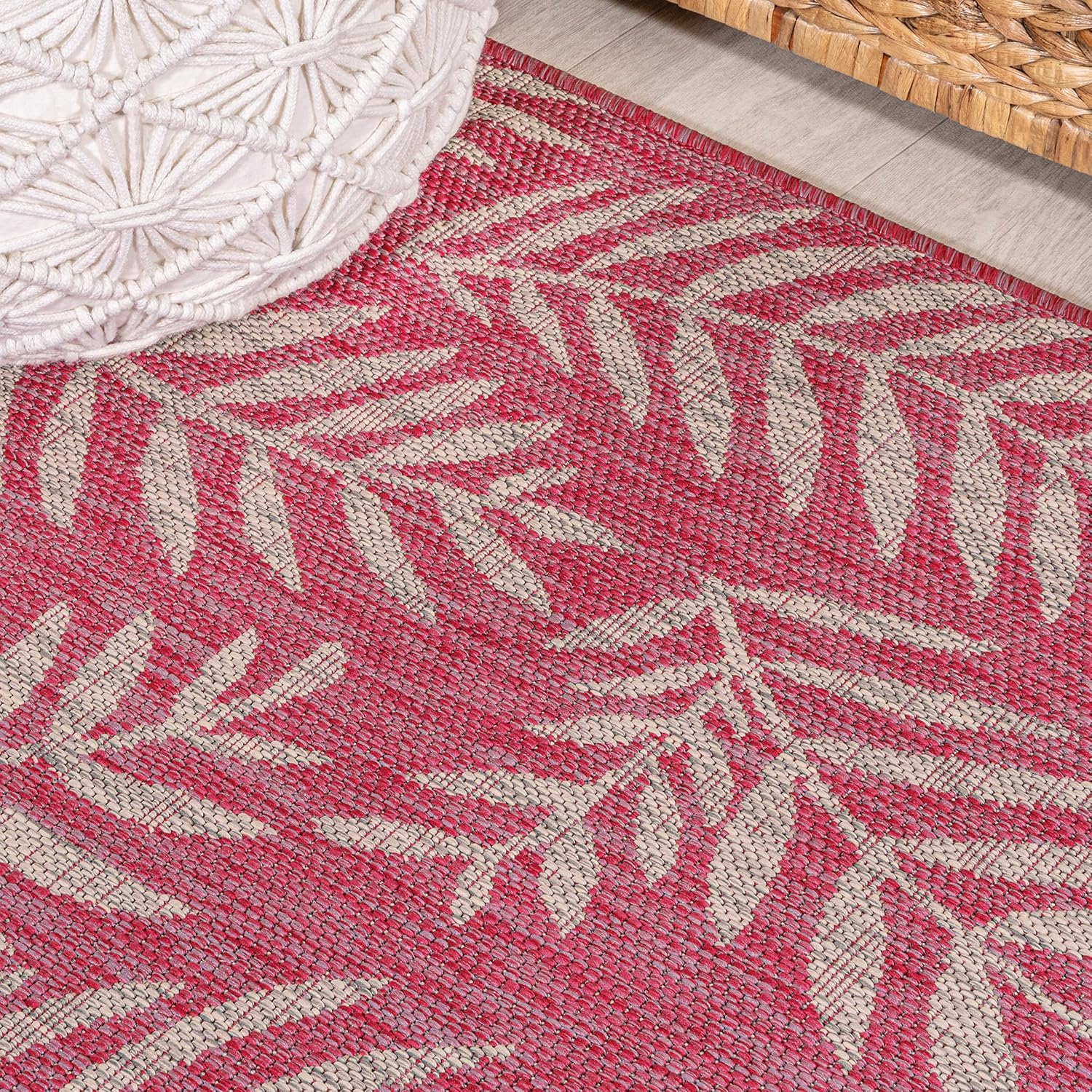 JONATHAN Y Palm Frond Indoor Outdoor Area Rug 3X5 Navy/Ivory, Nevis for Backyard, Patio, Porch, Easy-Cleaning, High Traffic, Pet-Friendly