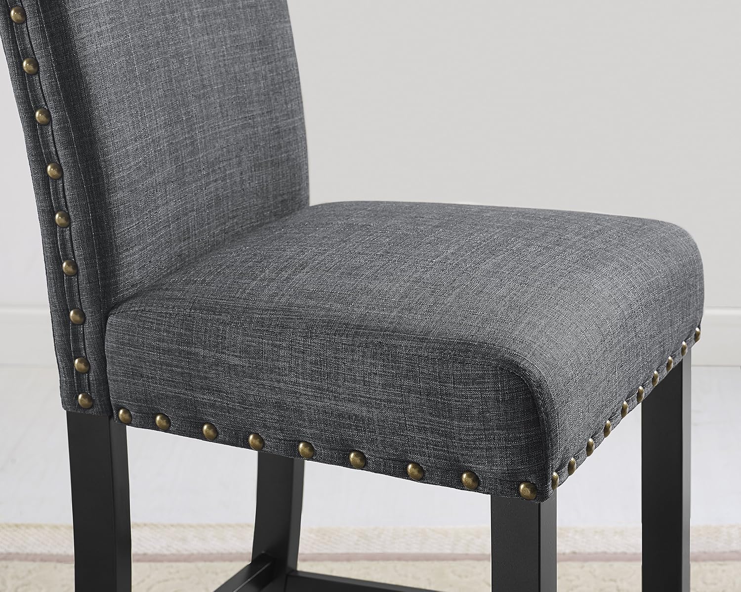 Biony Blue Fabric Counter Height Stools with Nailhead Trim, Set of 2
